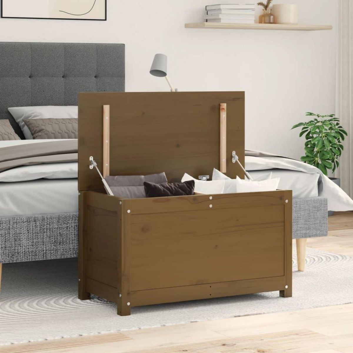 VIDAXL Boîte de rangement Marron miel 80x40x45,5 cm Bois massif de pin