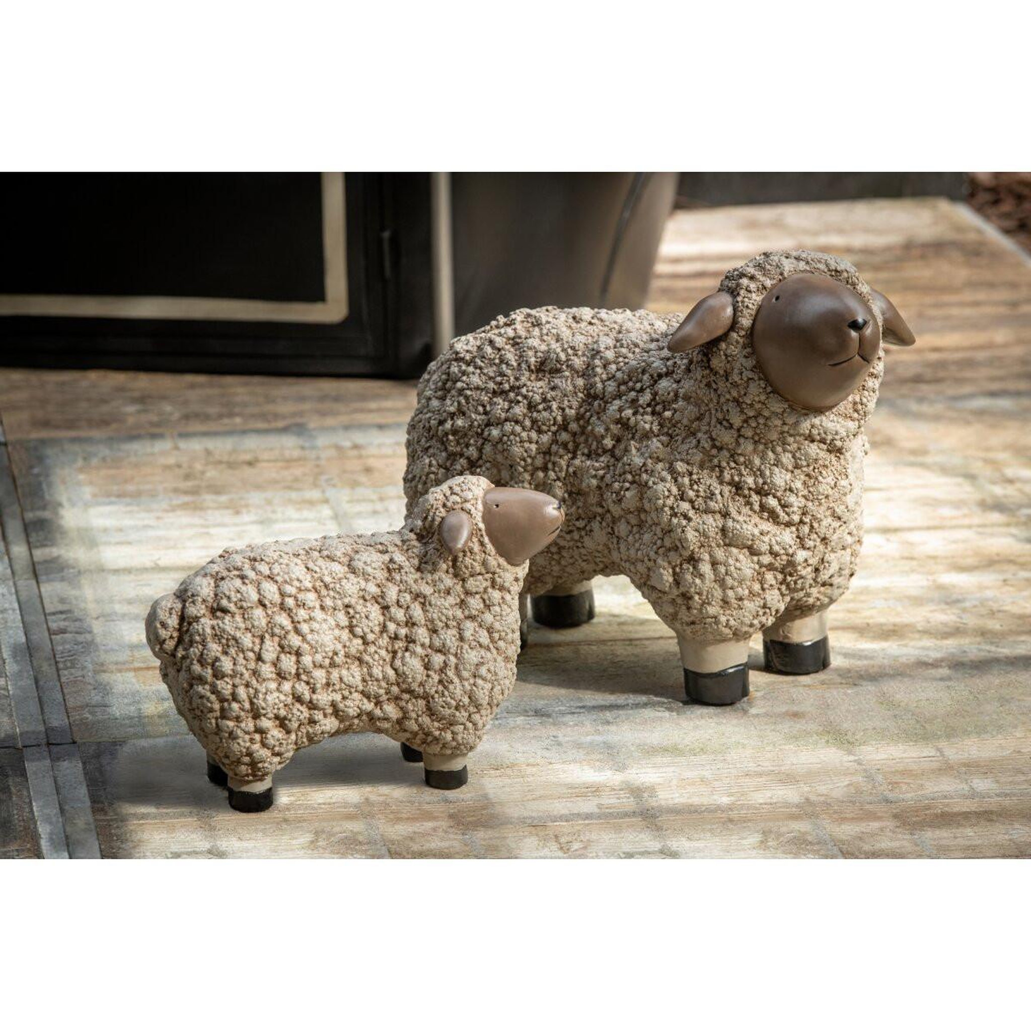 Voir la diapositive 4 : J-LINE Statuette mouton extérieur  lasse  35cm marron