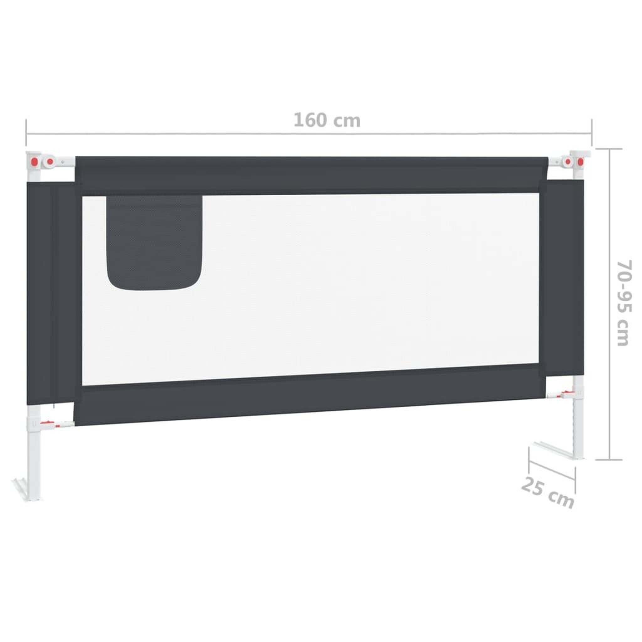 Voir la diapositive 6 : VIDAXL Barriere de securite de lit d'enfant Gris fonce 160x25 cm Tissu