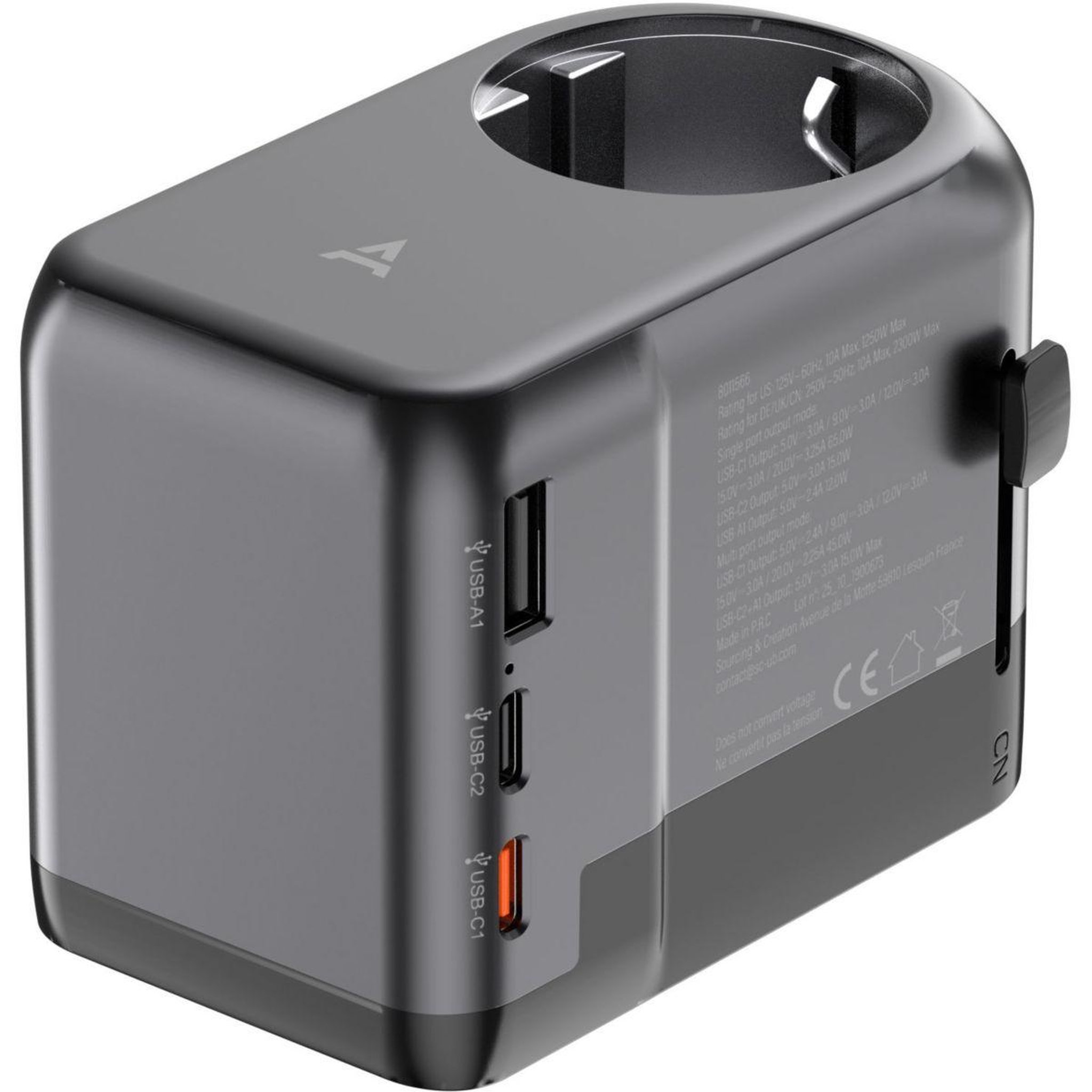 Voir la diapositive 5 : ADEQWAT Adaptateur de voyage 65w universel eu uk us asie