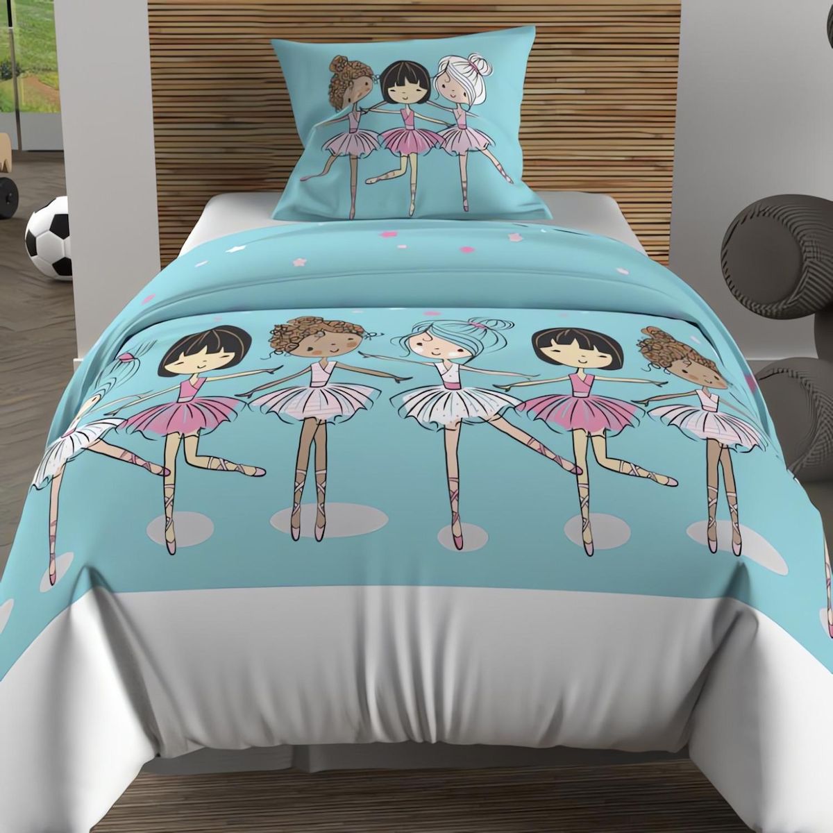 SOLEIL D'OCRE Parure housse de couette DANSEUSES, 100% coton 57 fils/cm2, par Soleil d'Ocre