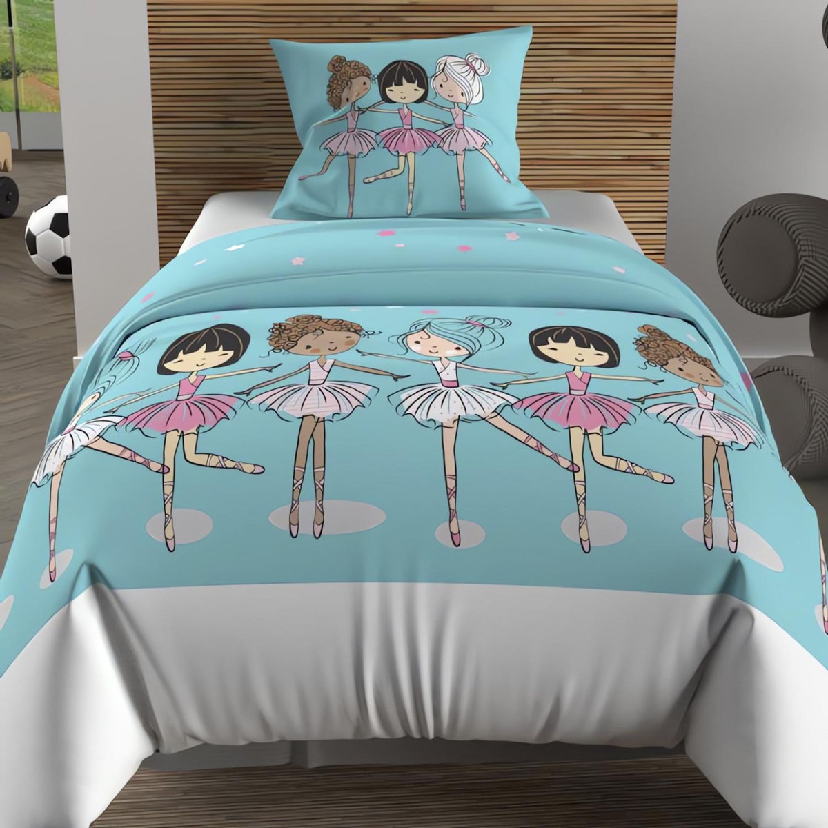 SOLEIL D'OCRE Parure housse de couette DANSEUSES, 100% coton 57 fils/cm2, par Soleil d'Ocre