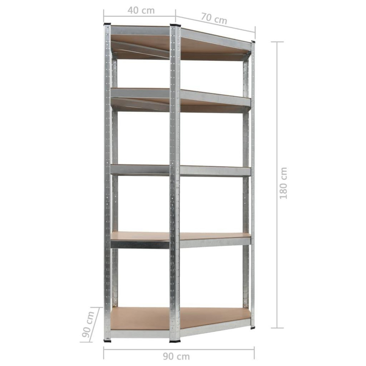 VIDAXL Etagere d'angle a 5 niveaux Argente Acier et bois d'ingenierie