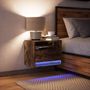 Voir la diapositive 5 : VIDAXL Table de chevet murale avec lumieres LED chene fume