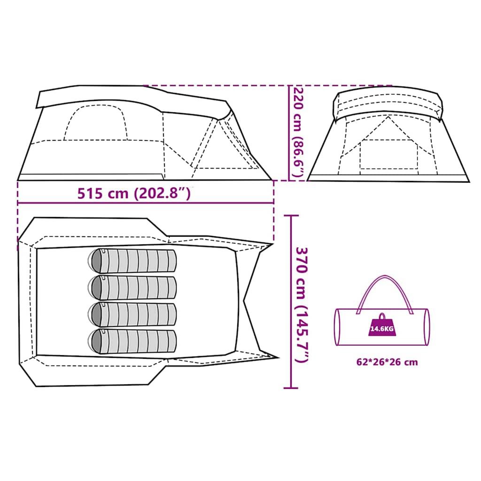 Voir la diapositive 6 : VIDAXL Tente de camping avec porche 4 personnes bleu impermeable