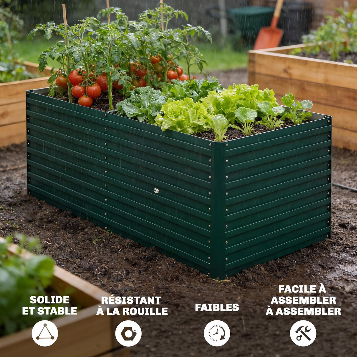 OUTSUNNY Carré potager jardinière dim. 160L x 80l x 60H cm tôle d'acier ondulée vert