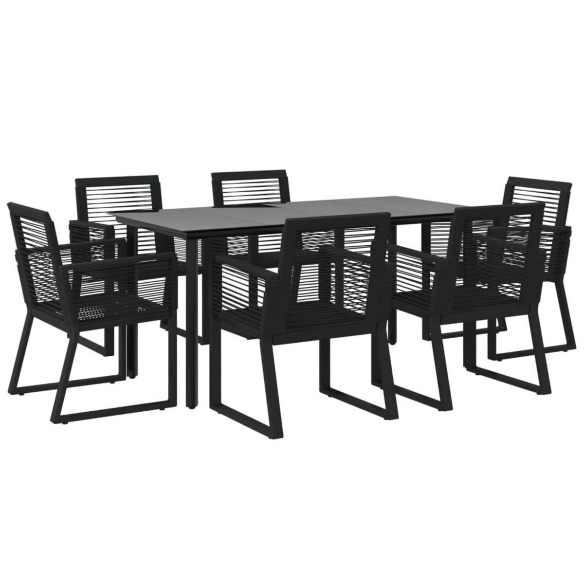 VIDAXL Ensemble a manger de jardin 7 pcs Noir Rotin PVC