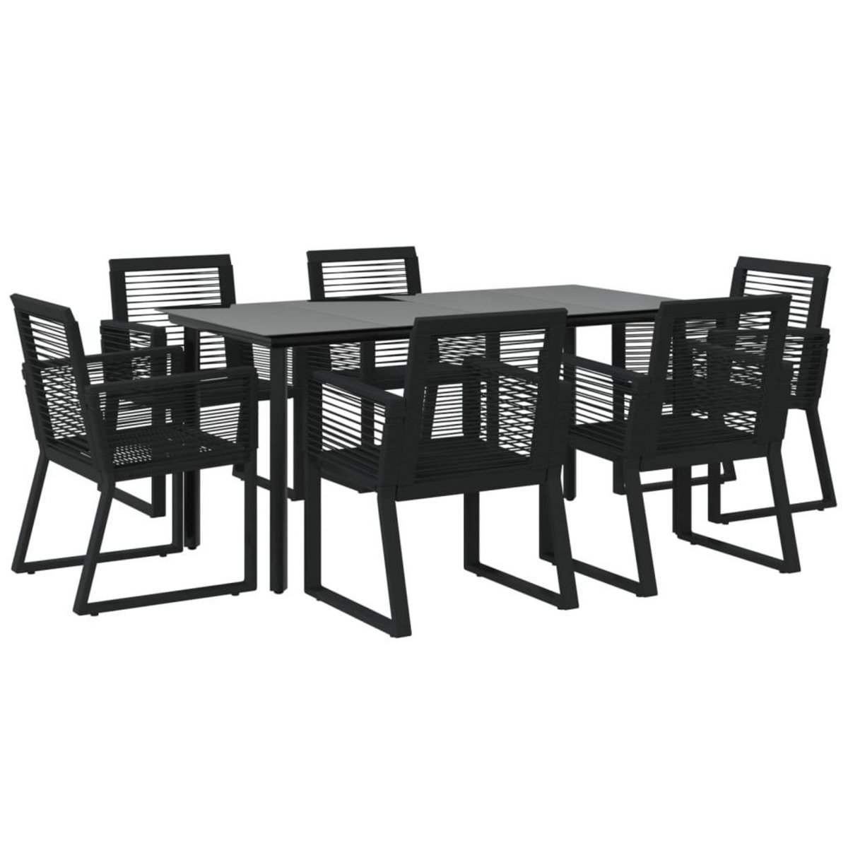 VIDAXL Ensemble a manger de jardin 7 pcs Noir Rotin PVC