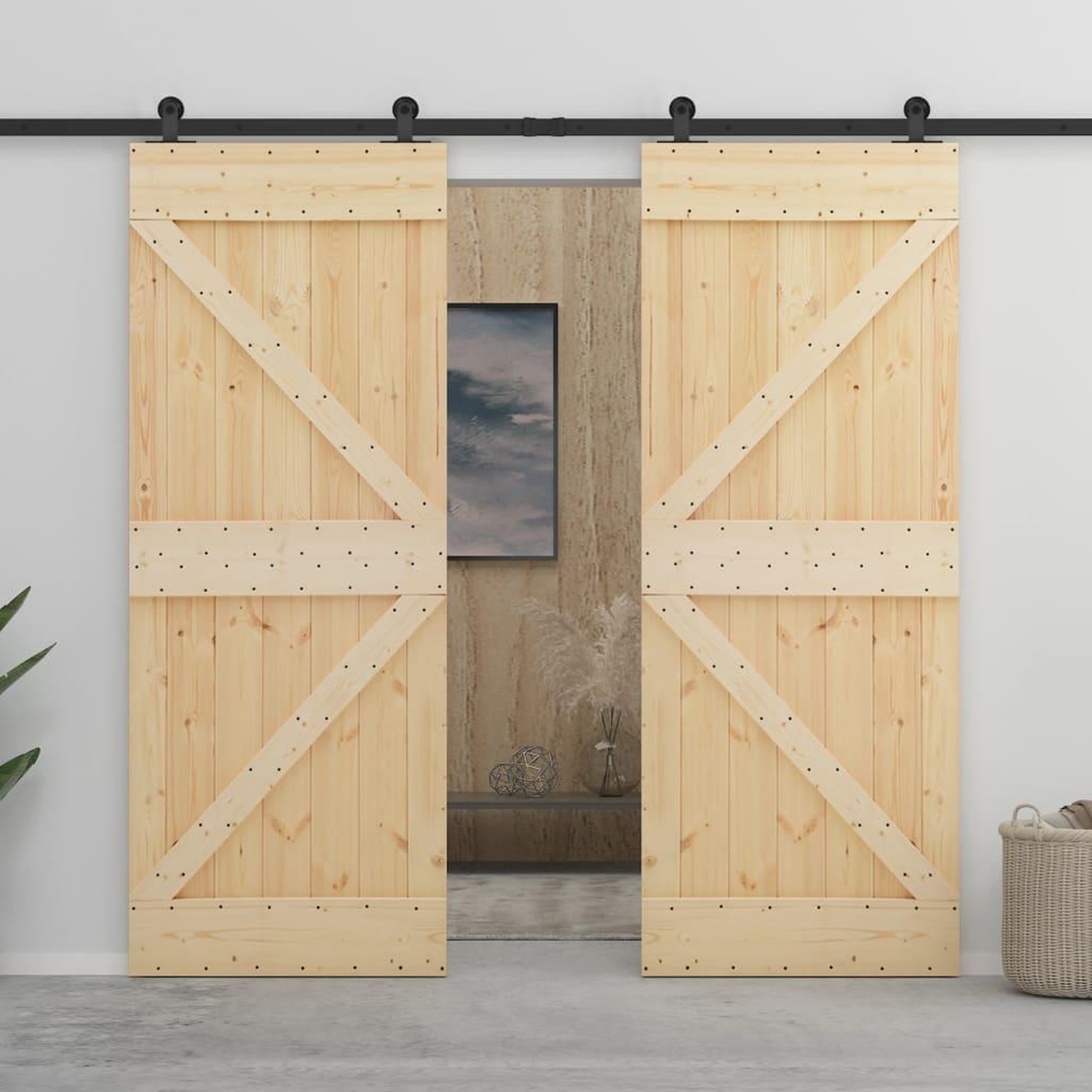 Voir la diapositive 1 : VIDAXL Porte coulissante avec kit de quincaillerie 80x210cm Pin massif