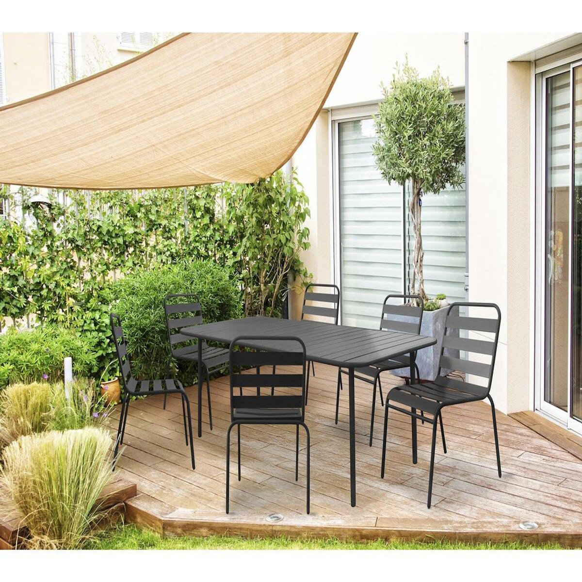 Habitat et Jardin Table jardin en métal  Bilbao  - 180 x 90 x 71 cm - Gris