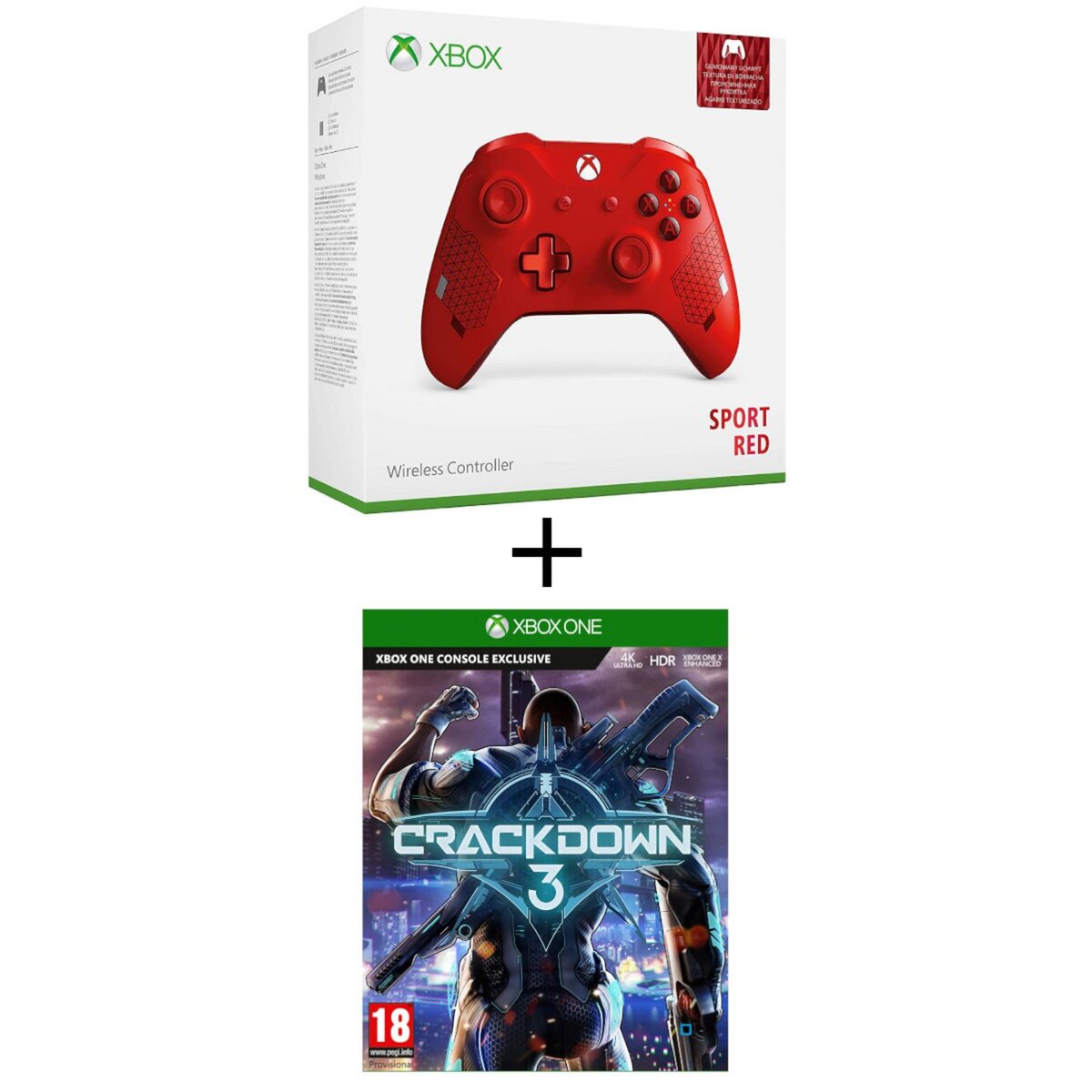 Manette Sans Fil Sport Red Edition Xbox One + Crackdown 3 