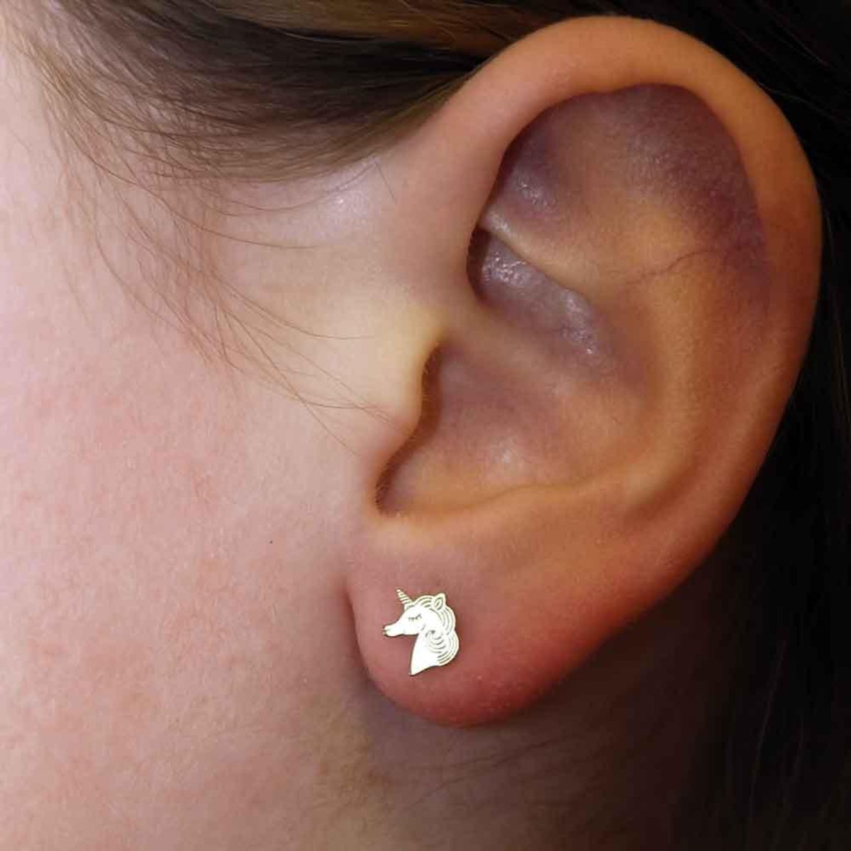 L'ATELIER D'AZUR Boucles d'Oreilles Licornes - Or Jaune - Enfant