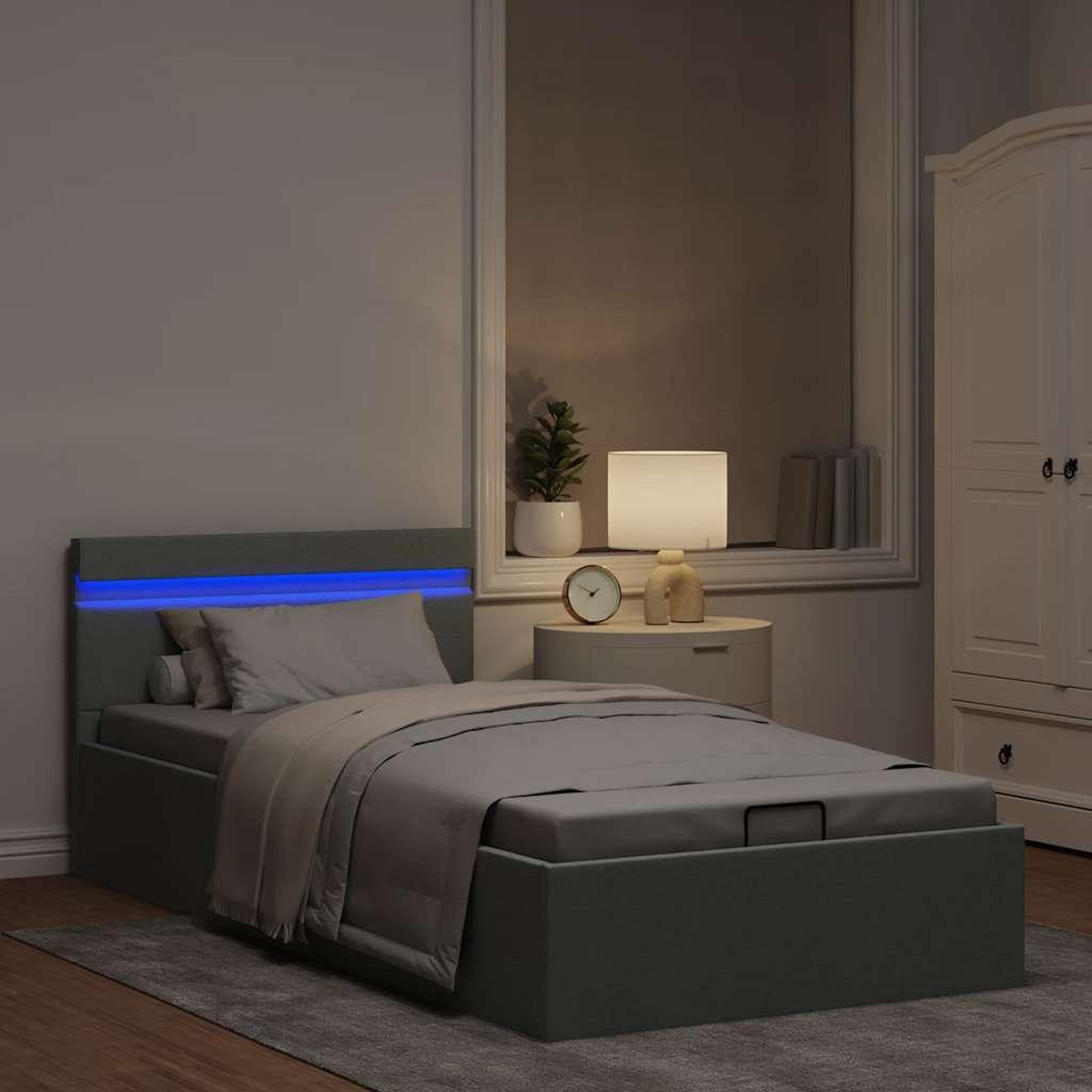 Voir la diapositive 5 : VIDAXL Cadre de lit a rangement hydraulique sans matelas 100x200 cm