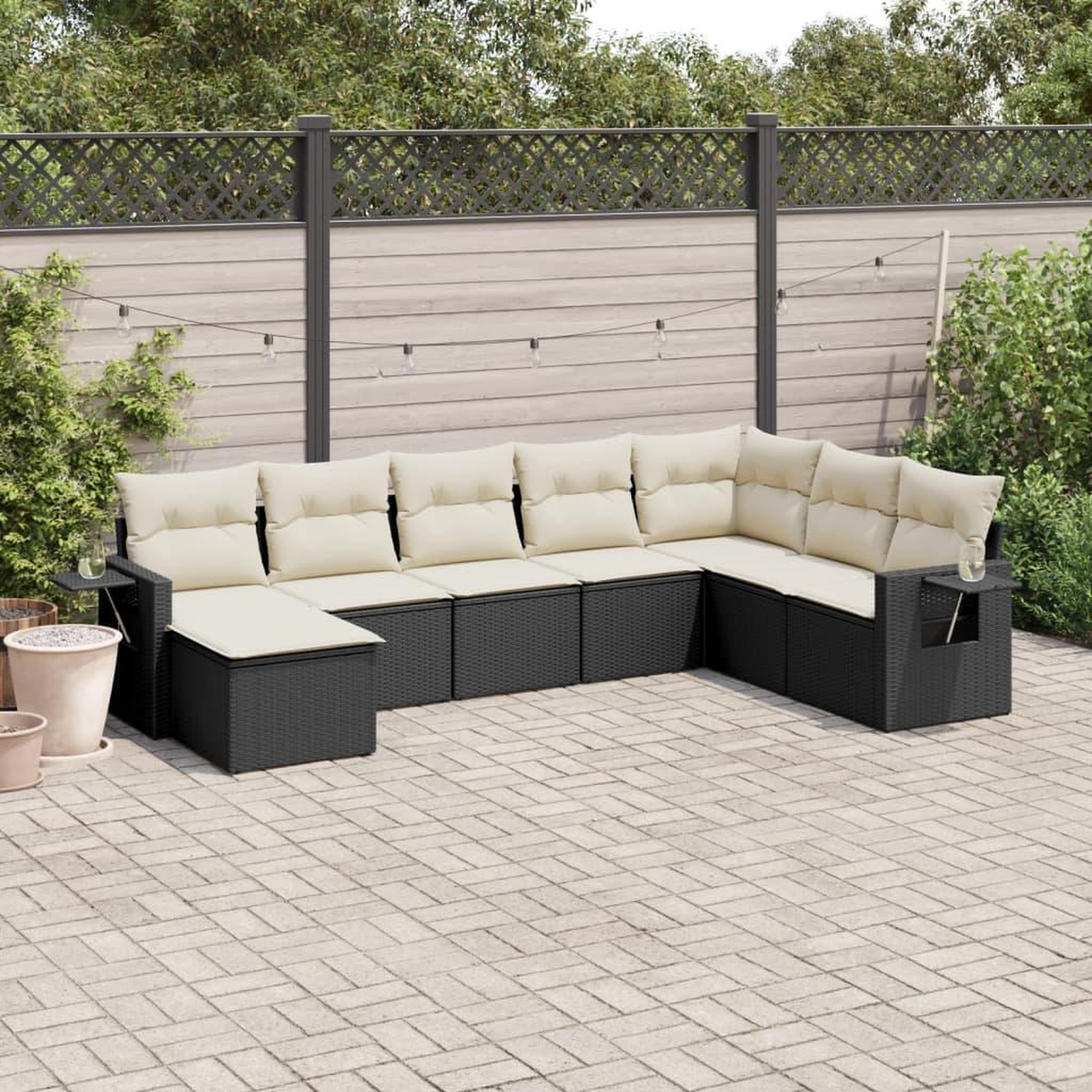 VIDAXL Salon de jardin 8 pcs avec coussins noir resine tressee