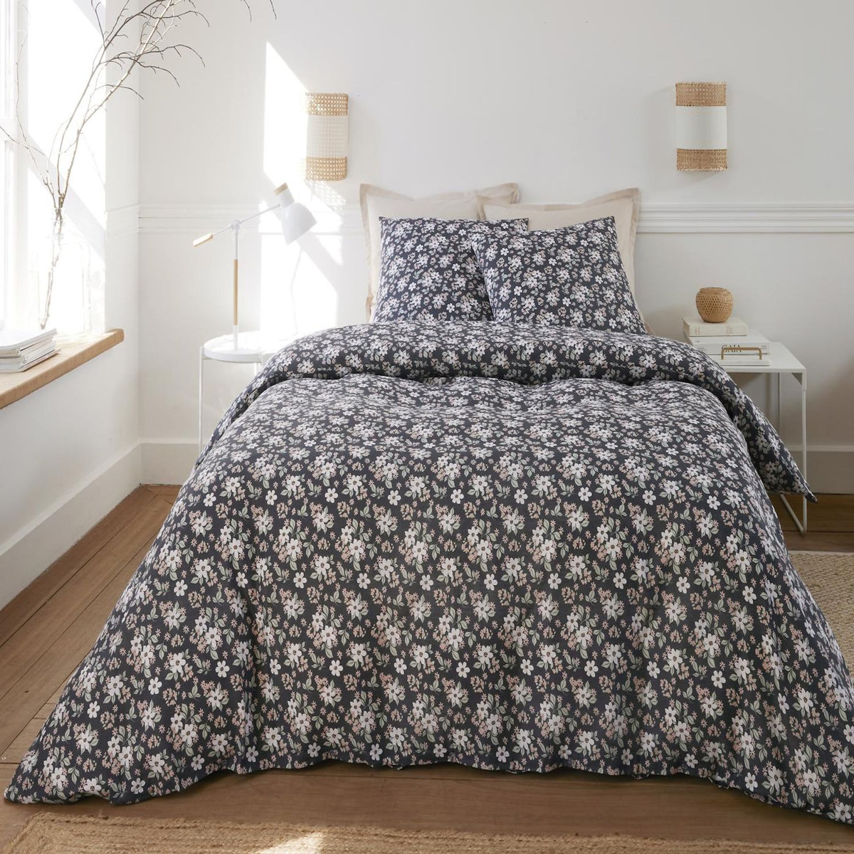 BATON ROUGE Parure housse de couette 100% gaze de coton imprimé sakuria