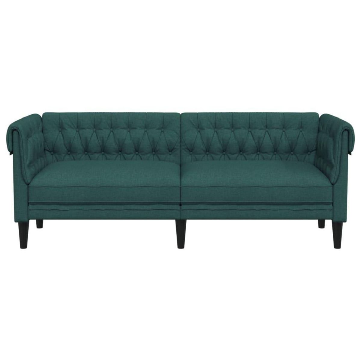 VIDAXL Canape Chesterfield 3 places vert fonce tissu