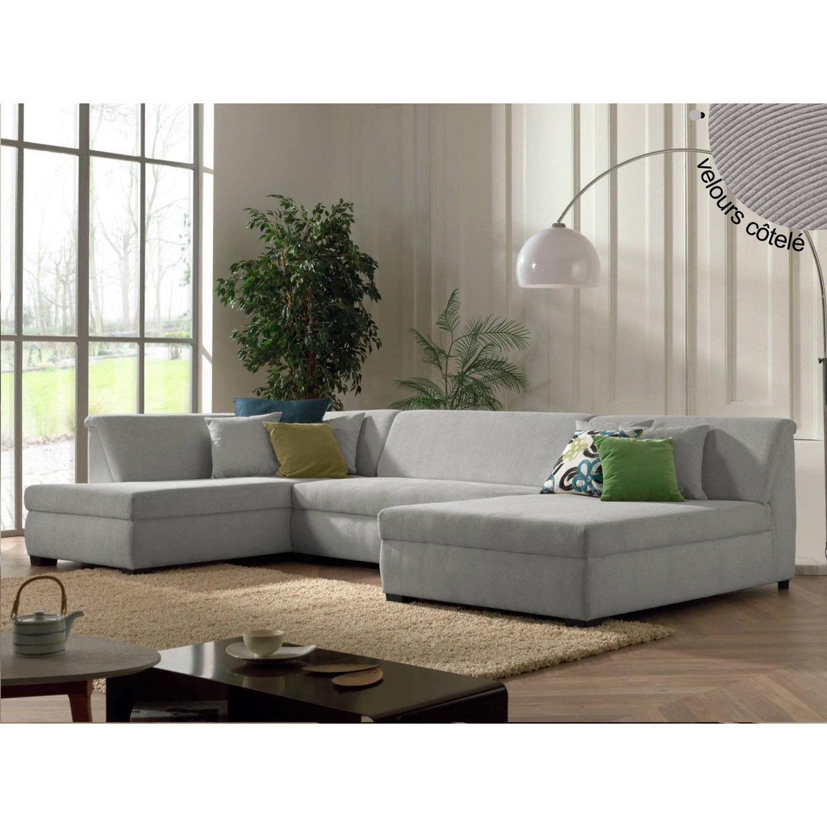 LISA DESIGN Malcom - canapé panoramique d'angle gauche - en velours côtelé