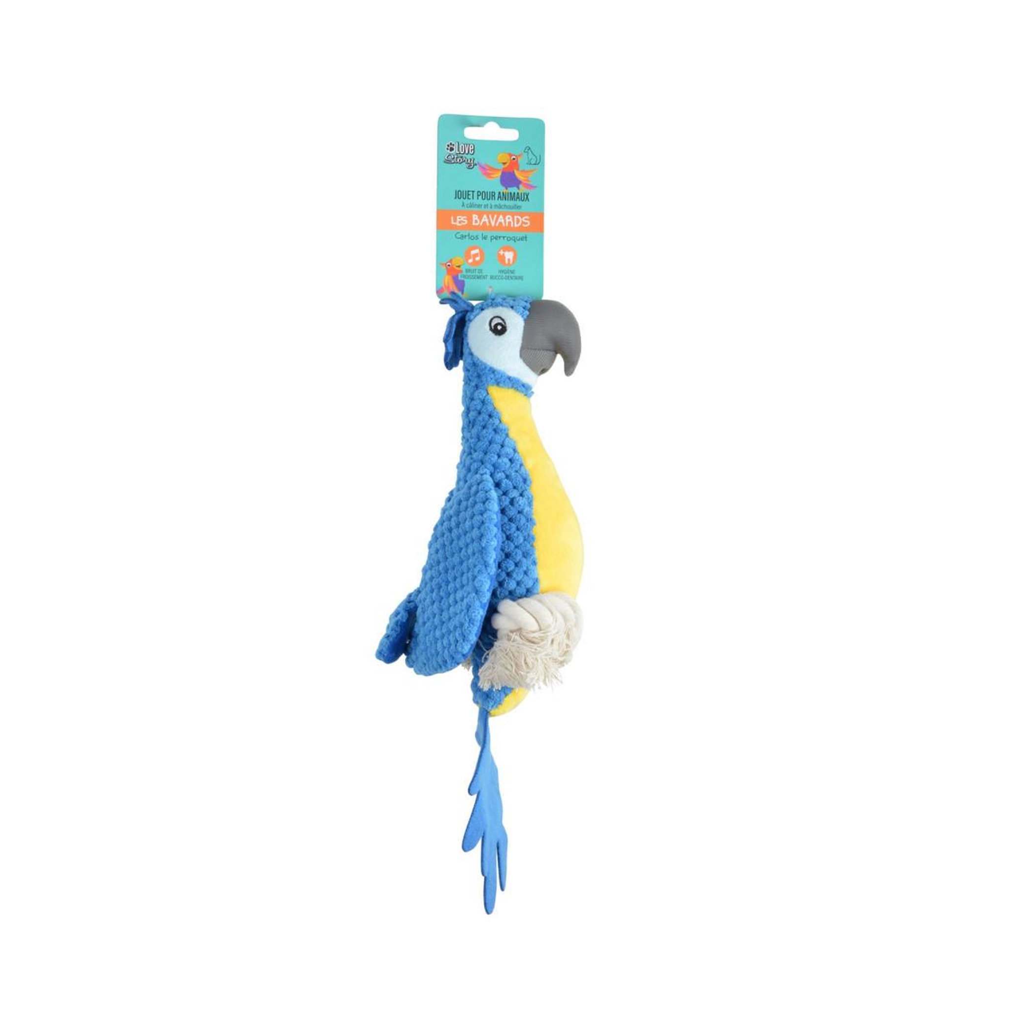 Voir la diapositive 2 : LOVE STORY Jouet peluche pour chien  perroquet  33cm bleu