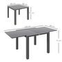 Voir la diapositive 3 : OUTSUNNY Table de jardin rectangulaire extensible 6 pers. alu métal dim. 80/160L x 80l x 75H cm gris
