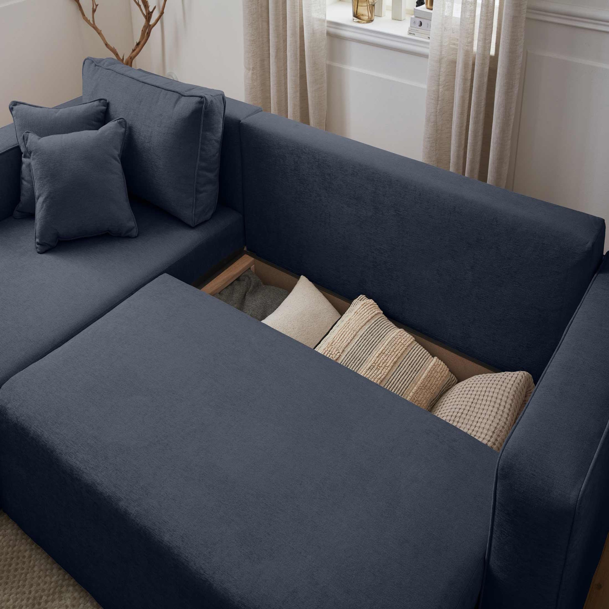 Voir la diapositive 3 : BEST MOBILIER Topaze - canapé d'angle réversible - 4 places - convertible avec coffre - en tissu