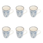 SECRET DE GOURMET Lot de 6 Mugs en Porcelaine  Umami Feuille  31cl Bleu