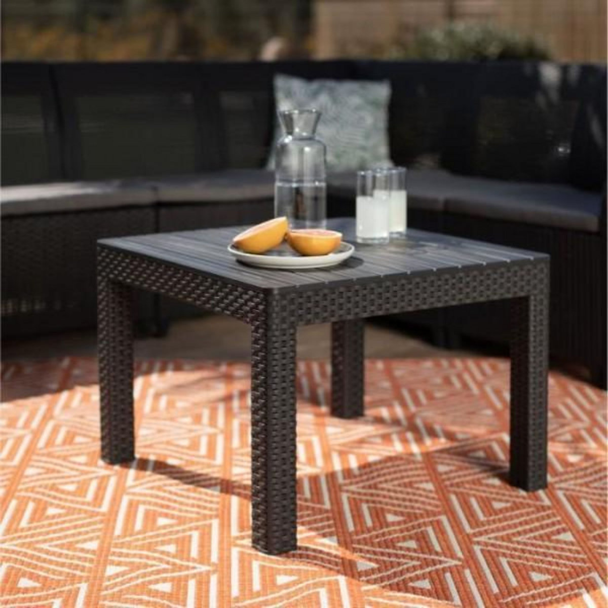 ALLIBERT by KETER Salon de jardin - résine aspect rotin tressé- Allibert by KETER - 5 personnes - SanRemo - Gris graphite