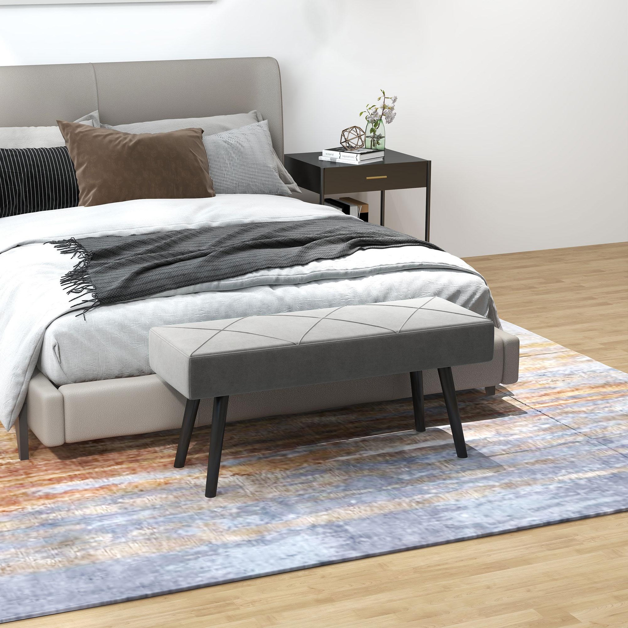 Voir la diapositive 2 : HOMCOM Banquette bout de lit design contemporain noir gris
