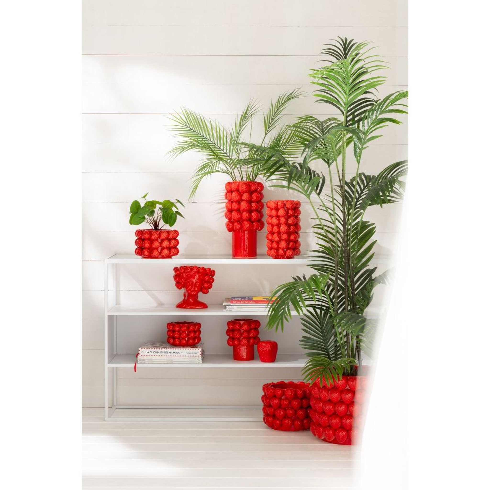 Voir la diapositive 4 : J-LINE Vase déco en céramique  fraise  34cm rouge