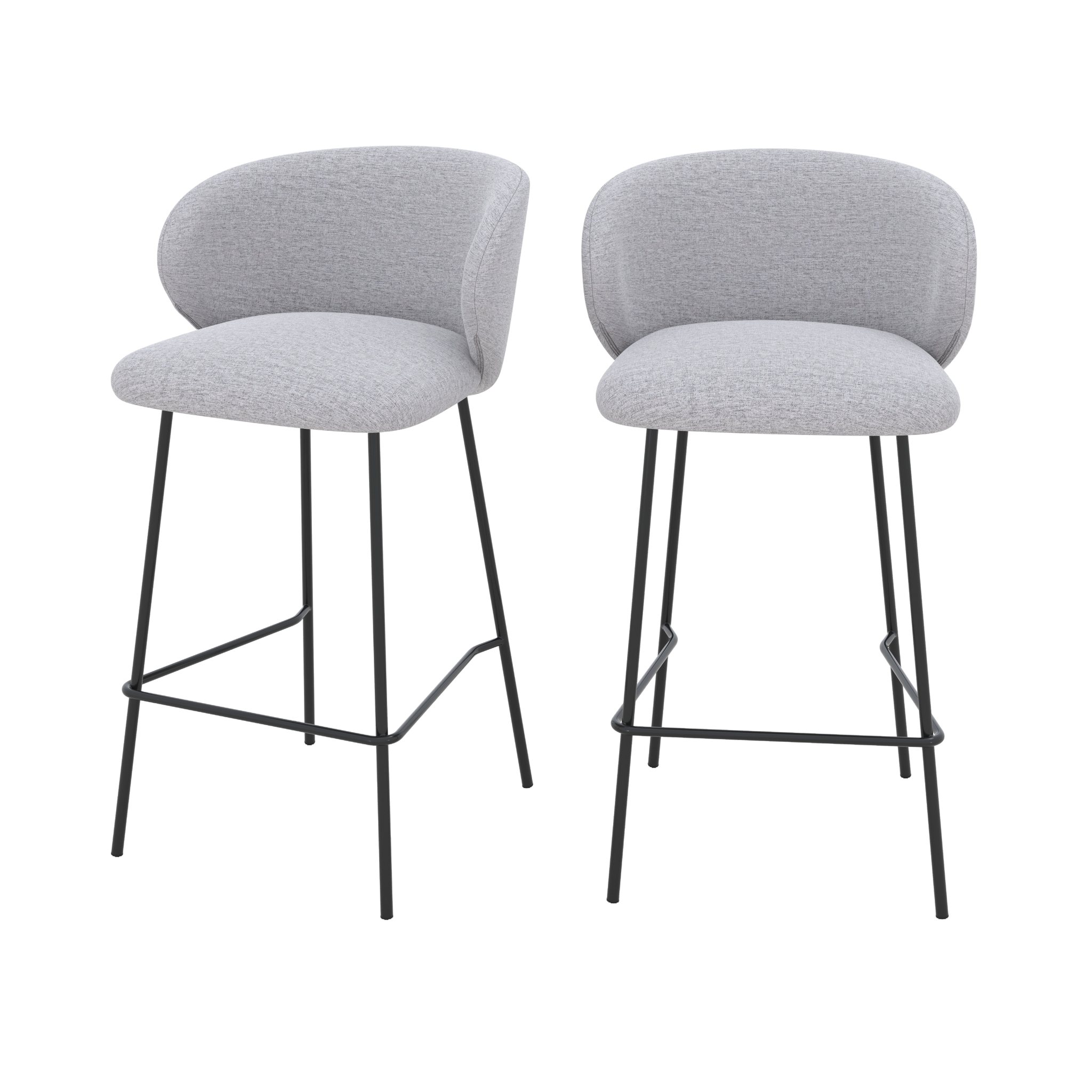 MAISON PAVANE Lot de 2 chaises pour îlot central en tissu gris clair 67 cm-victoria