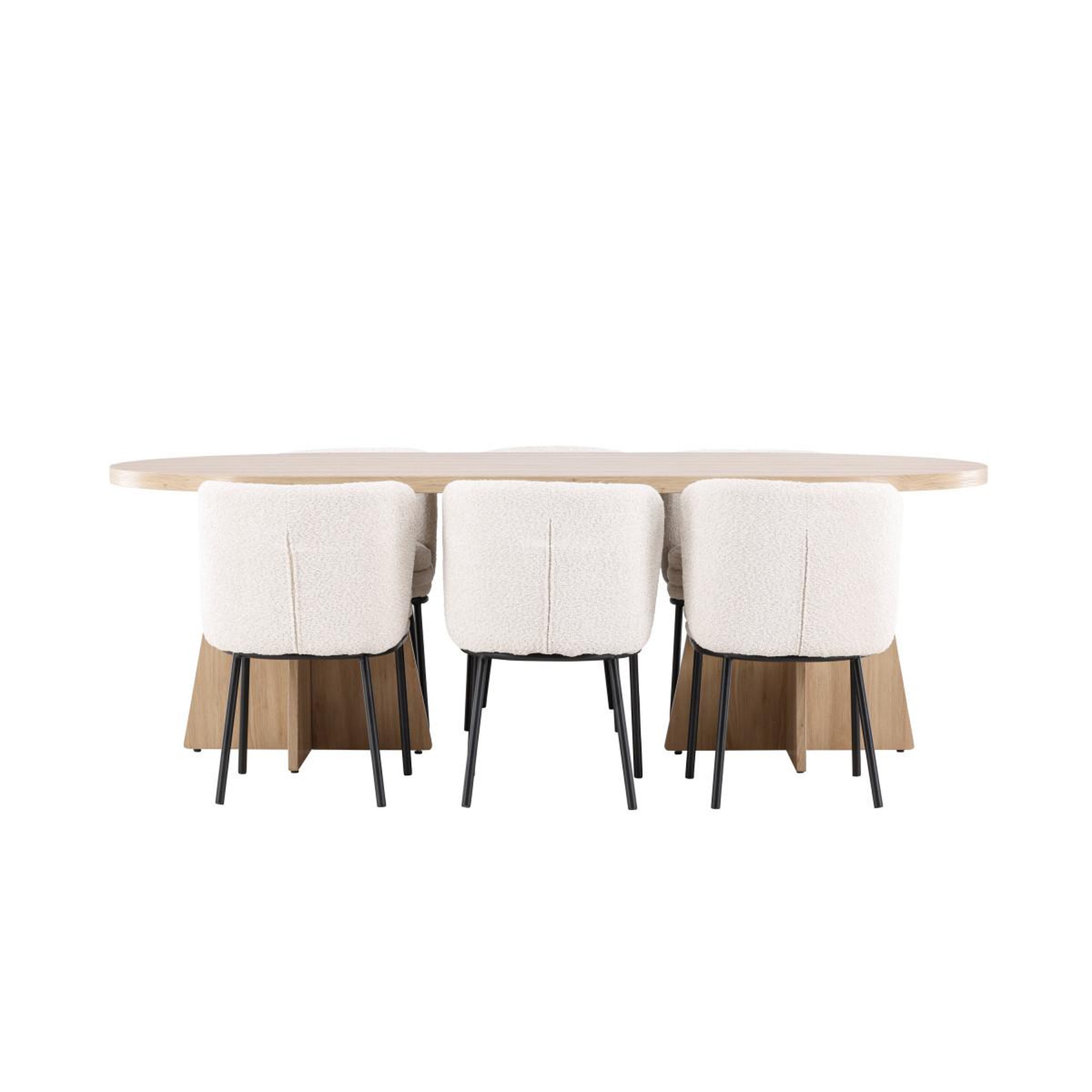 Voir la diapositive 2 : Paris Prix Ensemble table à manger & 6 chaises  bootcut & agnes  230cm naturel & blanc