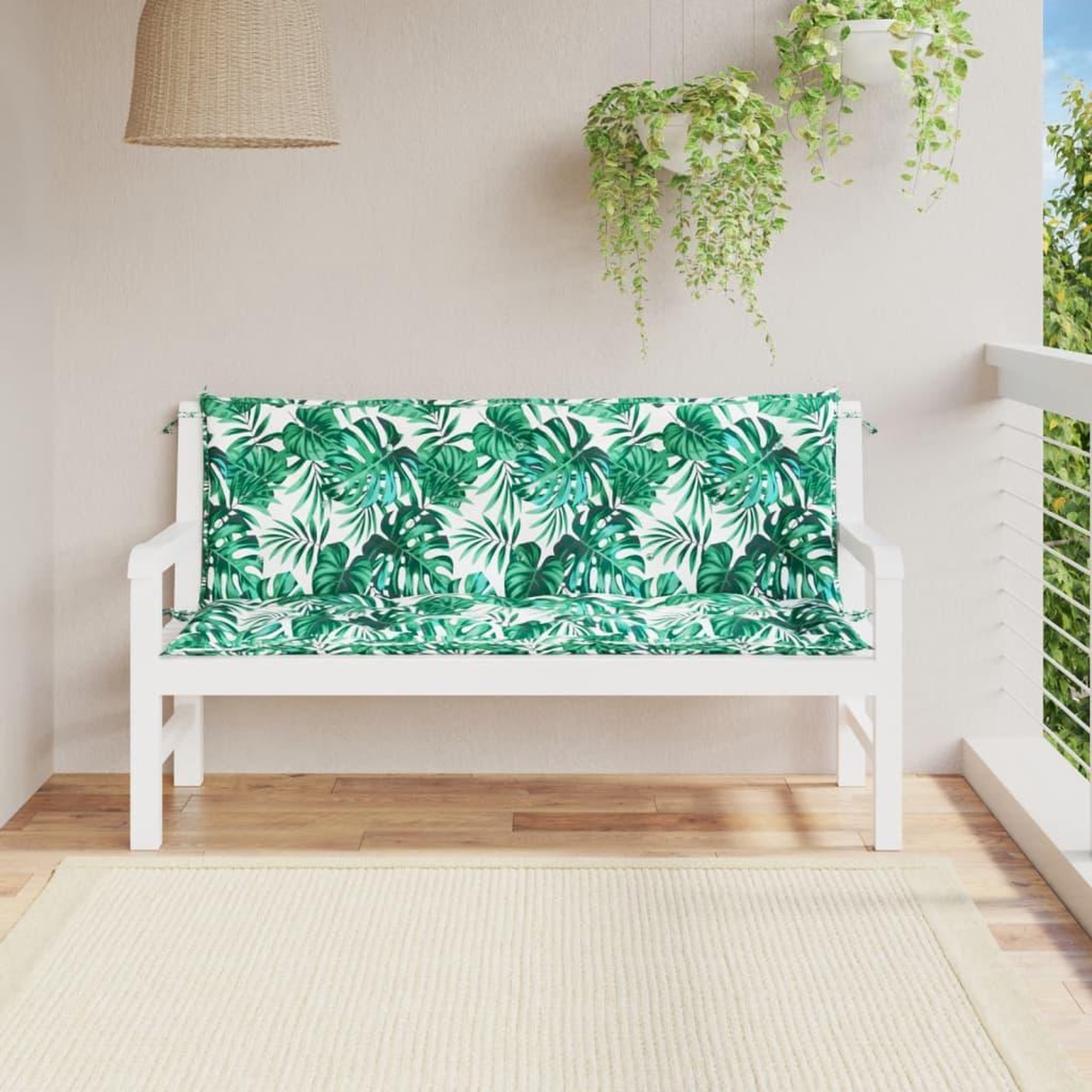 VIDAXL Coussins de banc de jardin lot de 2 motif de feuilles