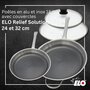 Voir la diapositive 2 : ELO Lot de 2 poêles de 24 et 32 cm avec couvercles Elo Relief Solution sans PFAS