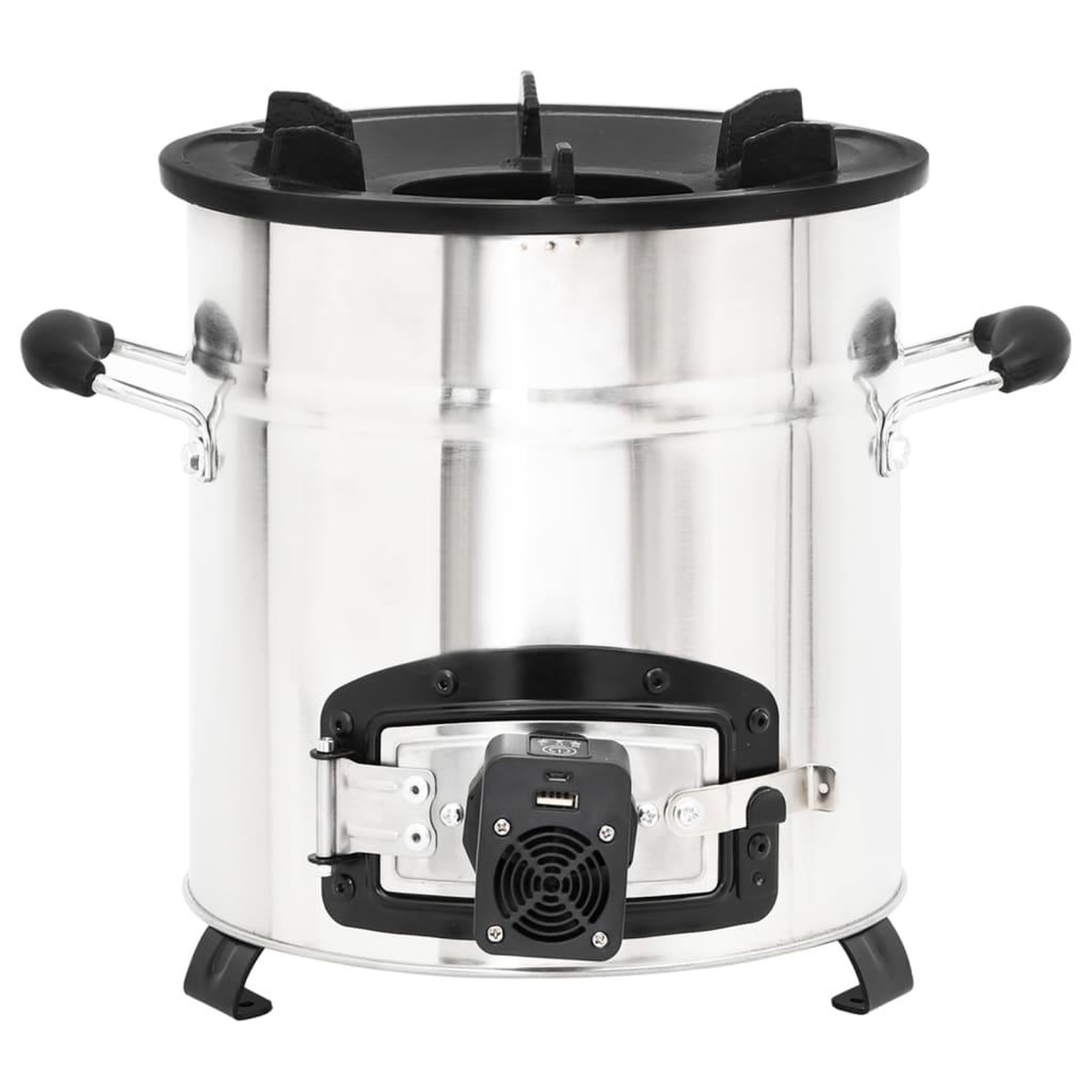 Voir la diapositive 3 : VIDAXL Poele a bois avec ventilateur USB Argente 35,5x26x28 cm Inox