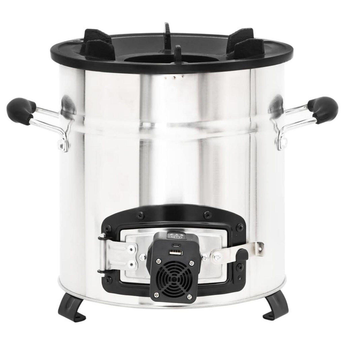 VIDAXL Poele a bois avec ventilateur USB Argente 35,5x26x28 cm Inox