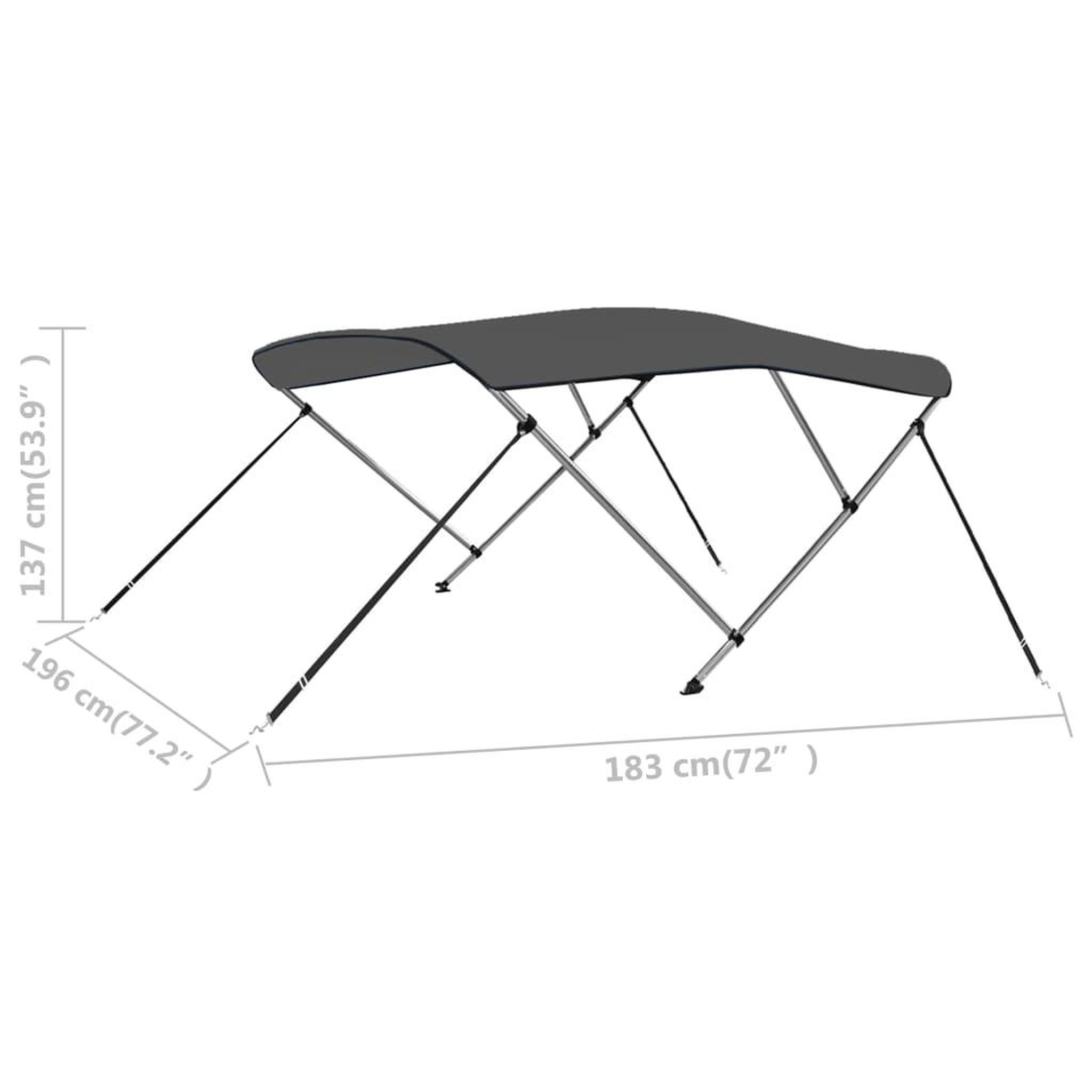 Voir la diapositive 6 : VIDAXL Auvent bimini a 3 arceaux Anthracite 183x196x137 cm