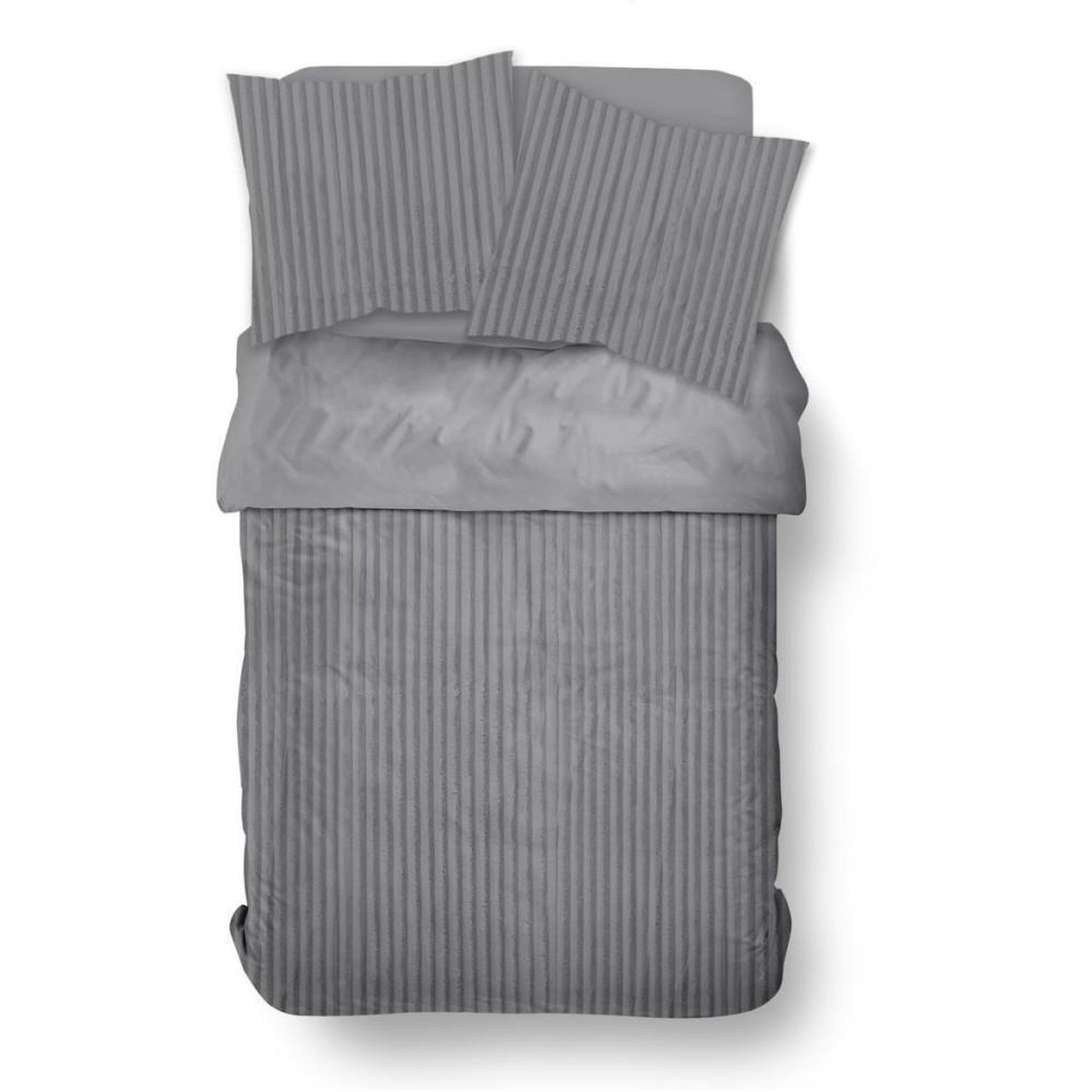 Voir la diapositive 4 : Today Parure de lit - TODAY - Cotelé - 2 personnes - 220 x 240 cm - Gris uni