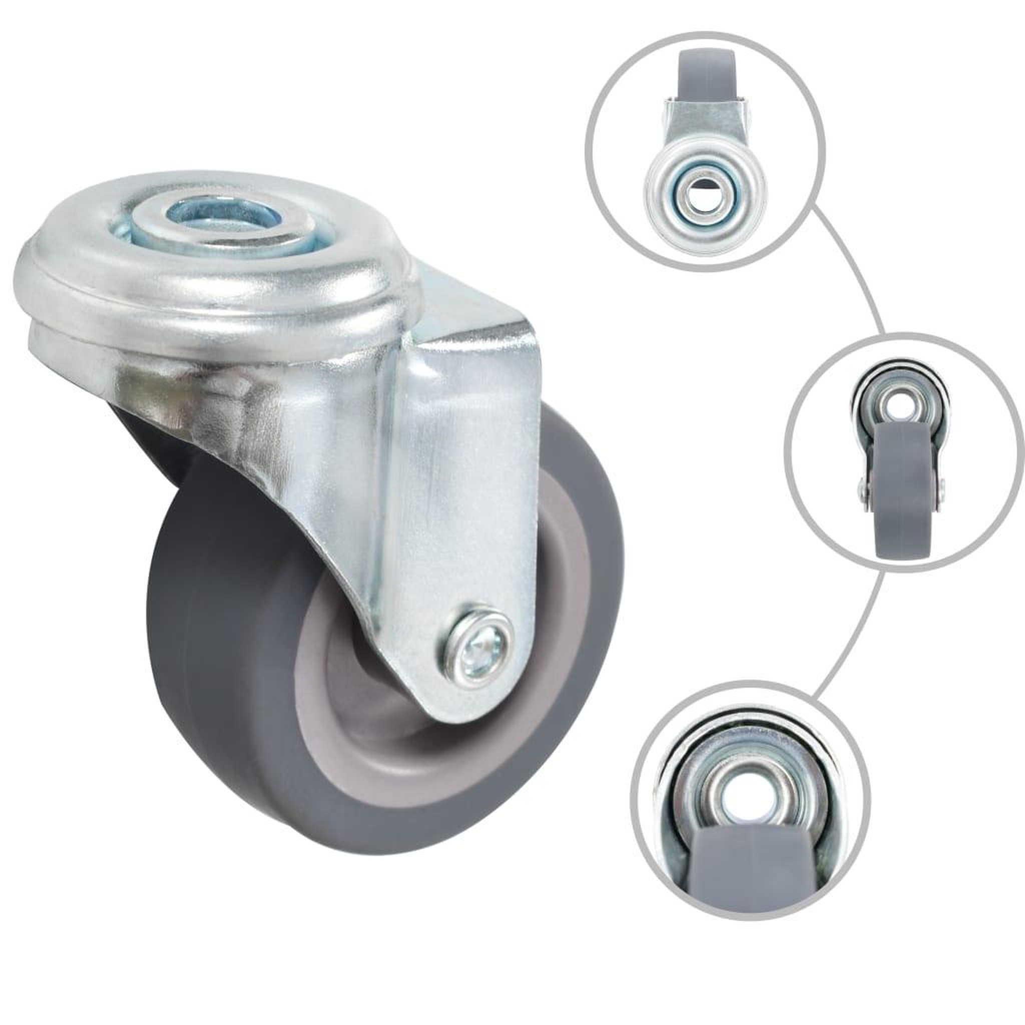 Voir la diapositive 3 : VIDAXL 24 pcs Roulettes pivotantes a trou de boulon 50 mm