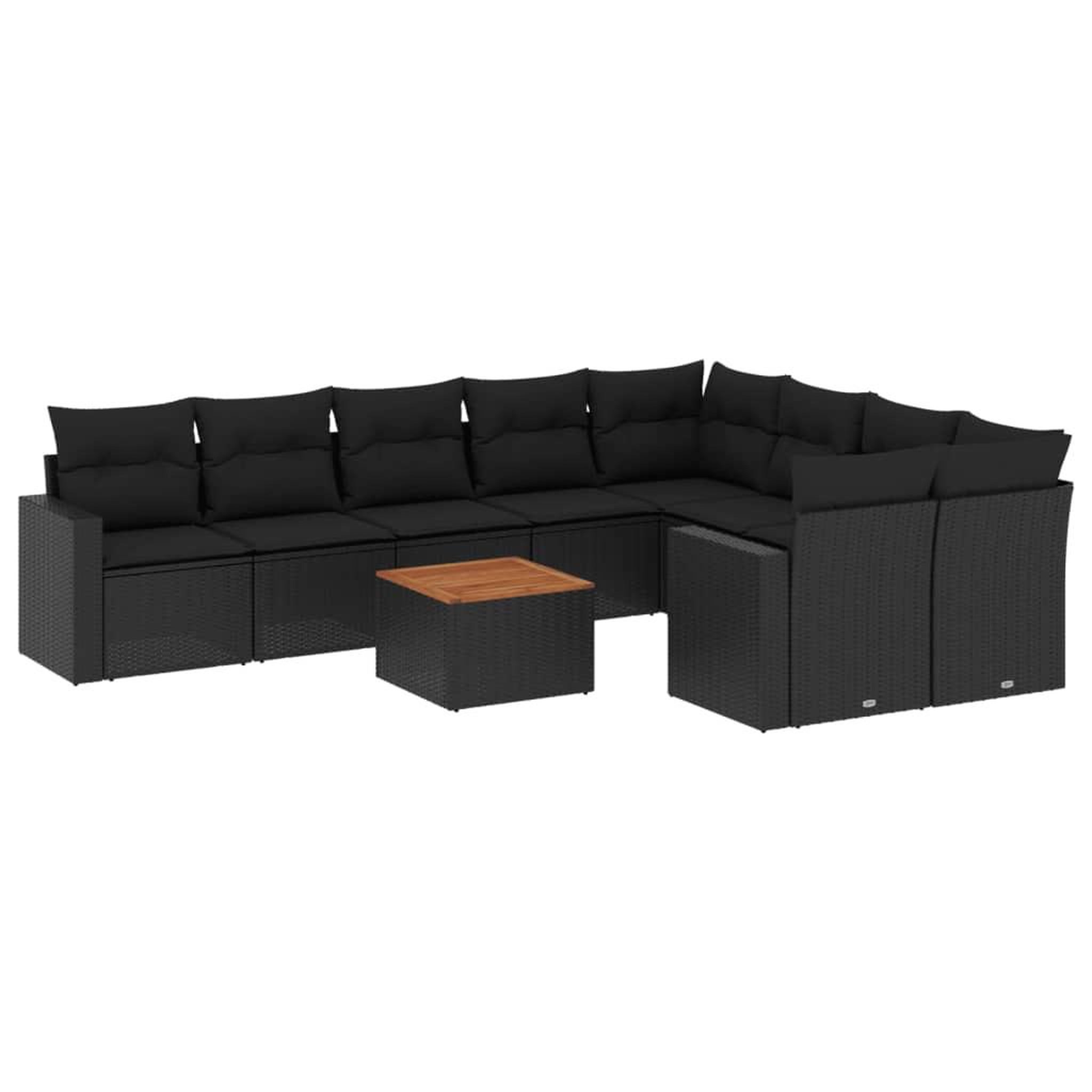 Voir la diapositive 2 : VIDAXL Salon de jardin 10 pcs avec coussins noir resine tressee