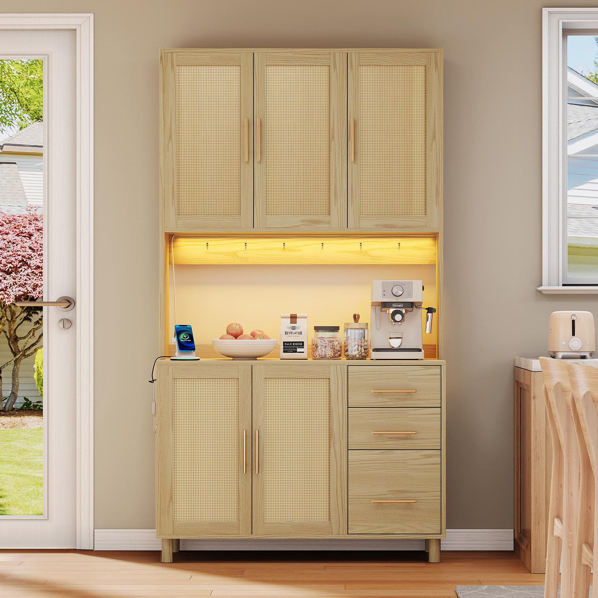 Voir la diapositive 4 : MERAX Buffet de cuisine 5 portes 3 tiroirs