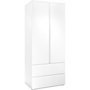 Voir la diapositive 1 : MARKET24 Armoire Image 60A - 2 portes battantes - 2 tiroirs - Blanc Mat - L80 x H191 x P55 cm