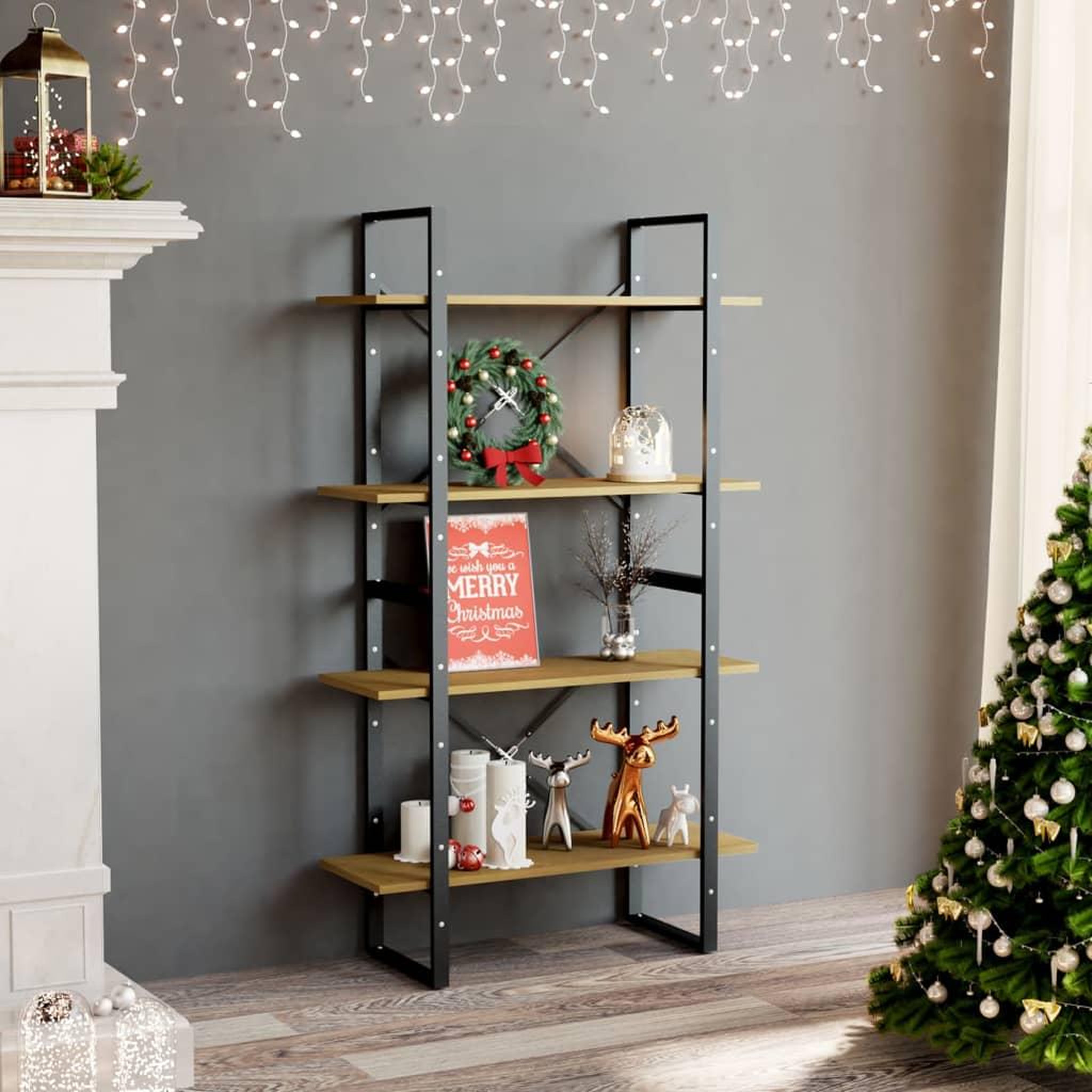 Voir la diapositive 1 : VIDAXL Bibliotheque a 4 niveaux 80x30x140 cm bois de pin massif
