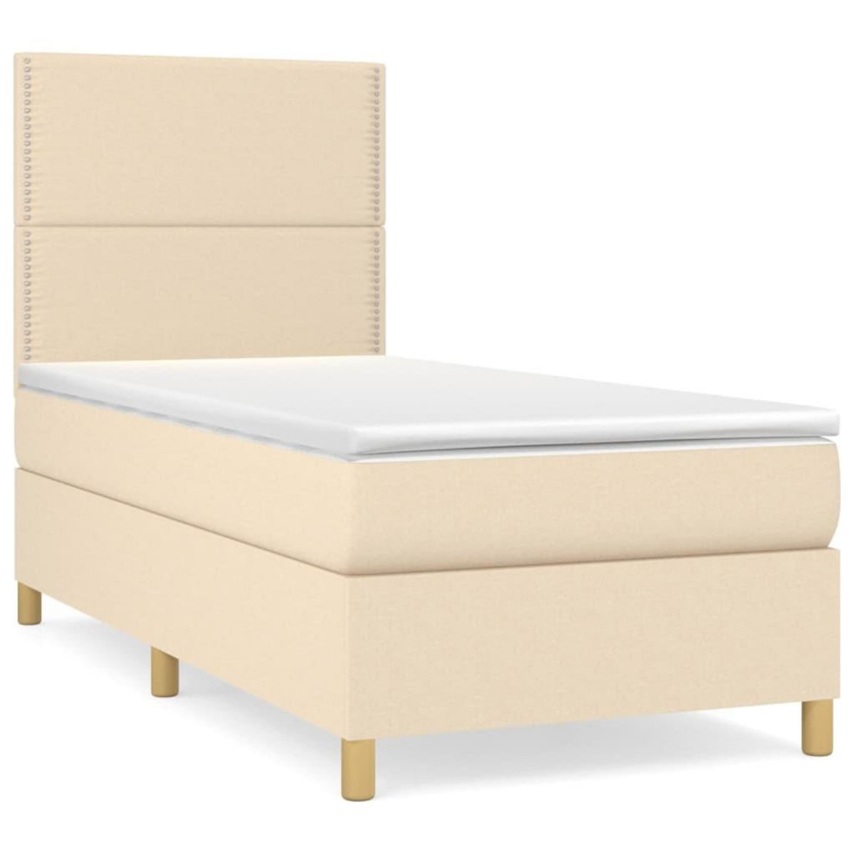VIDAXL Sommier a lattes de lit avec matelas Creme 80x200 cm Tissu