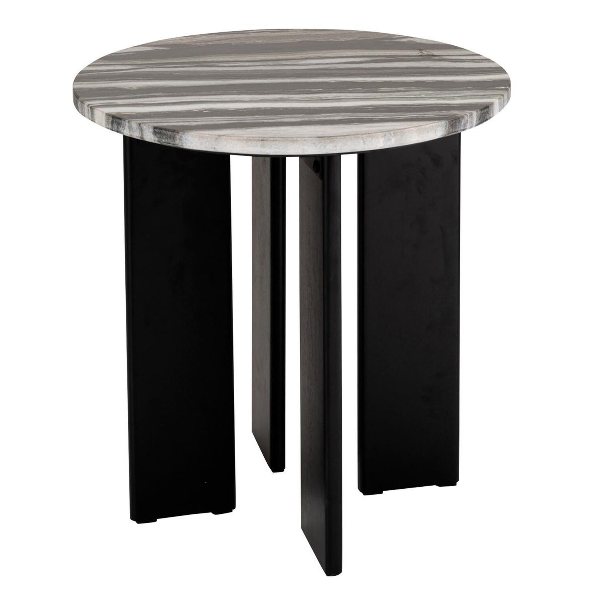 J-LINE Table d'appoint en marbre  mathilde  50cm noir & gris