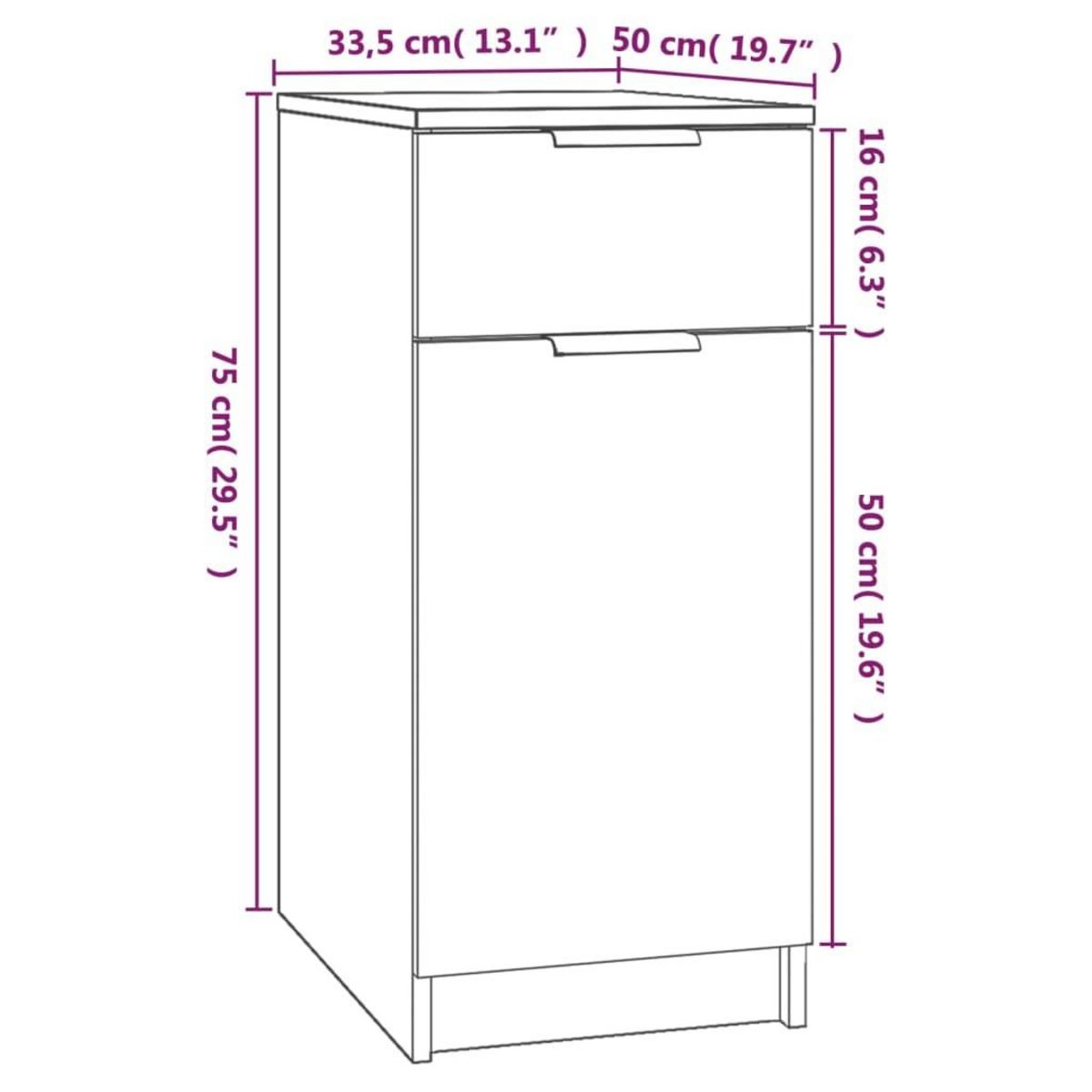 VIDAXL Armoire de bureau Blanc 33,5x50x75 cm Bois d'ingenierie