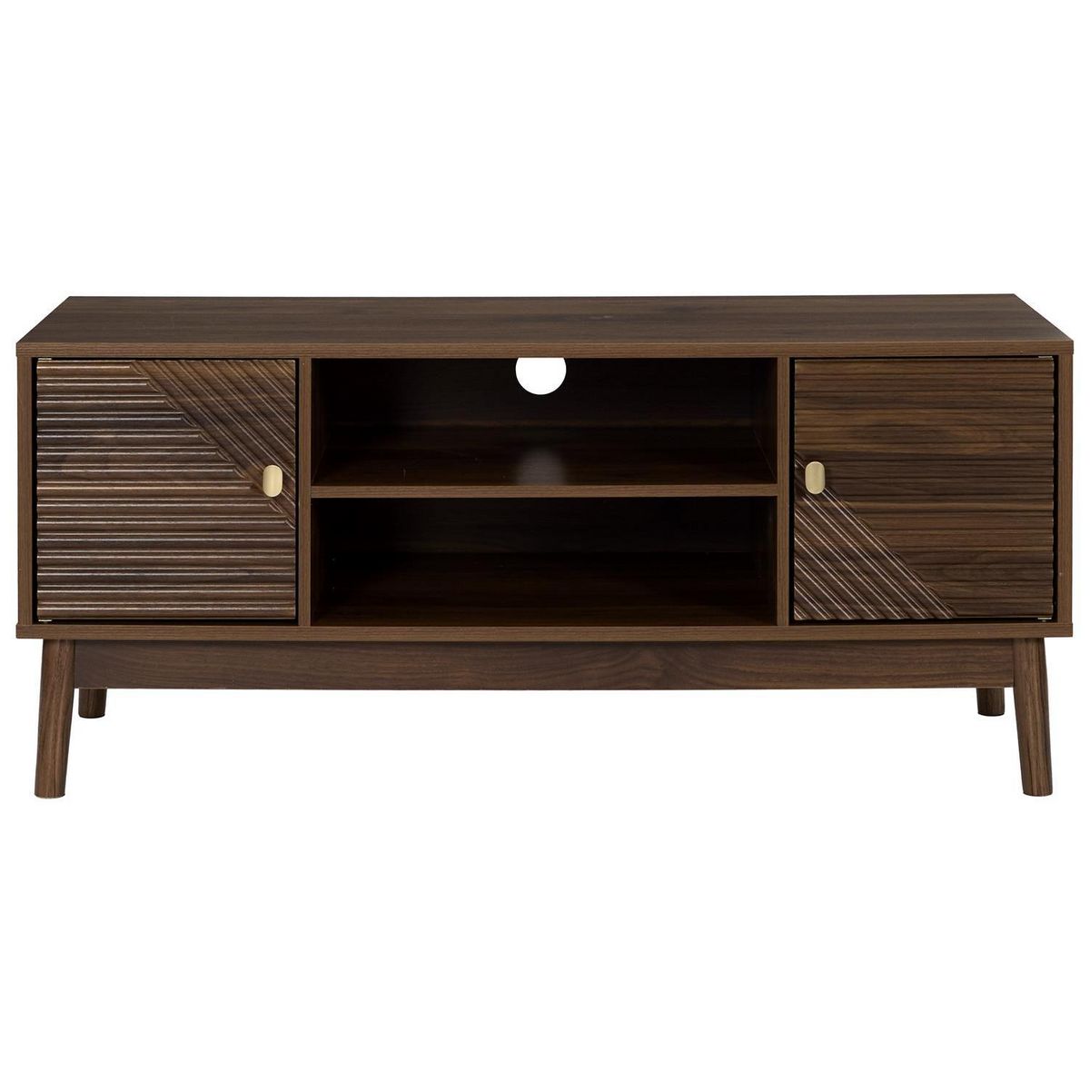 The Home Deco Factory Meuble TV 2 portes et 2 niches effet noyer TIFFANY - Marron