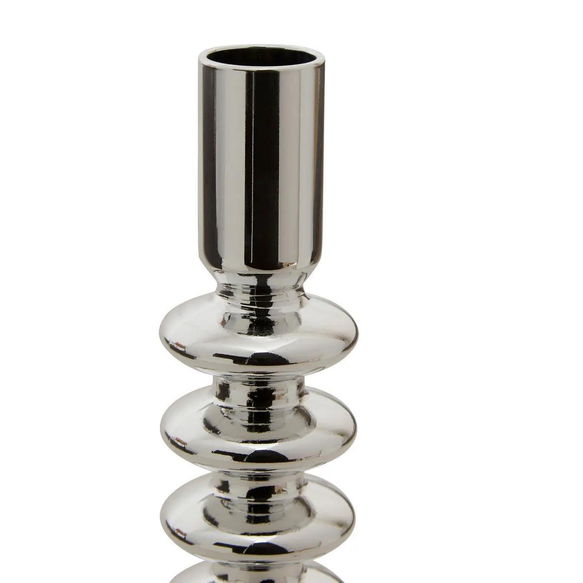 Voir la diapositive 2 : ATMOSPHERA Bougeoir design torsadé en verre  sky  21cm argent