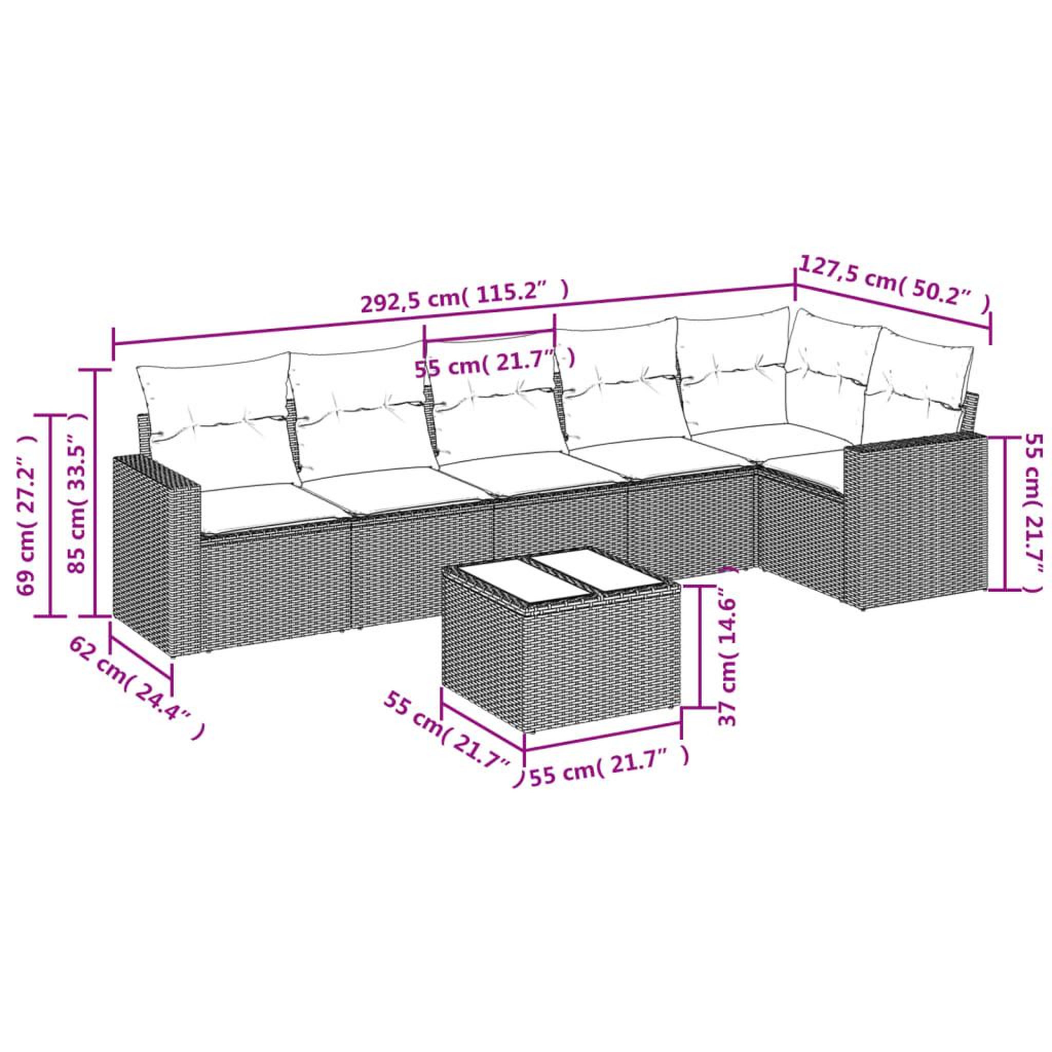 Voir la diapositive 3 : VIDAXL Salon de jardin 7 pcs avec coussins noir resine tressee