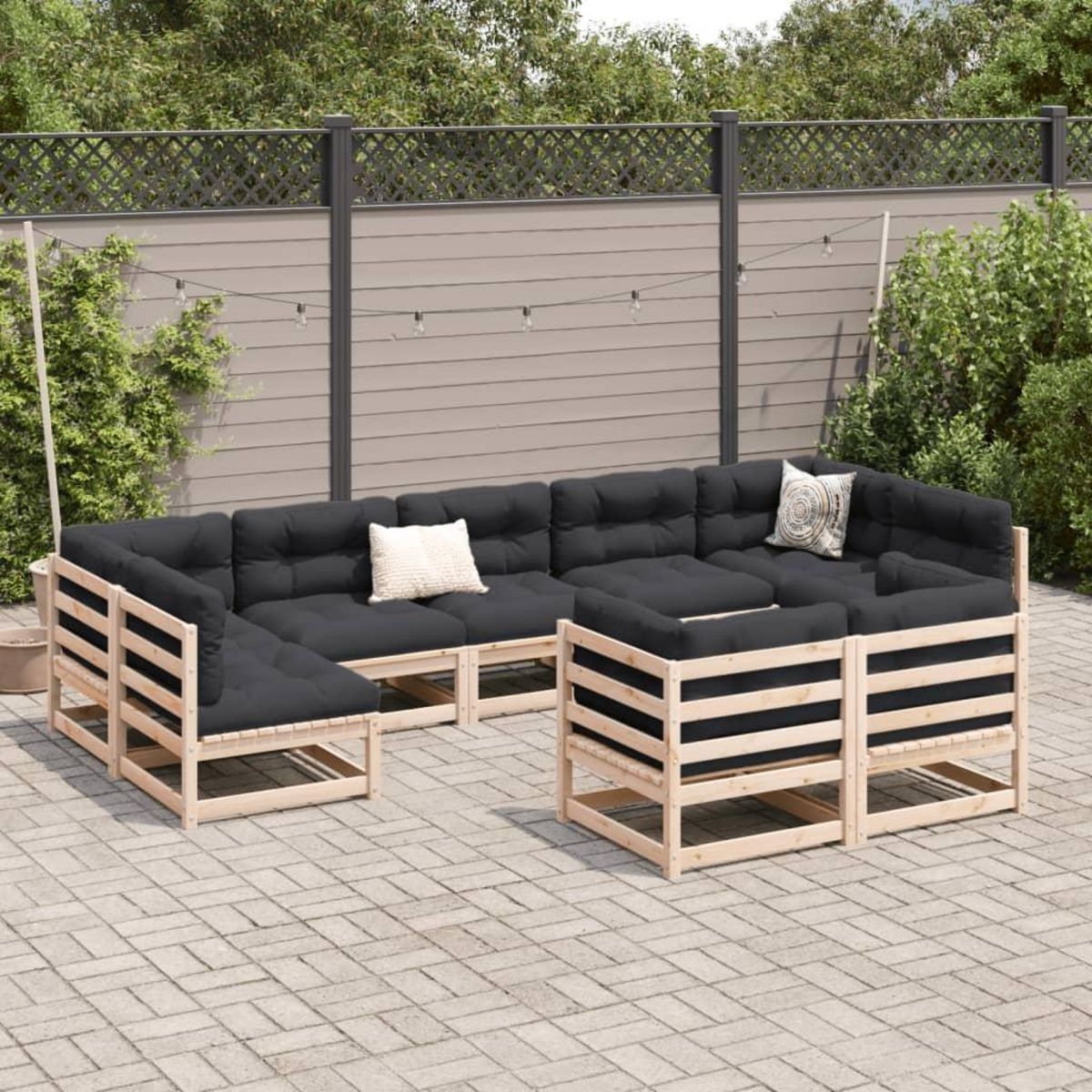 VIDAXL Salon de jardin 9 pcs bois de pin massif