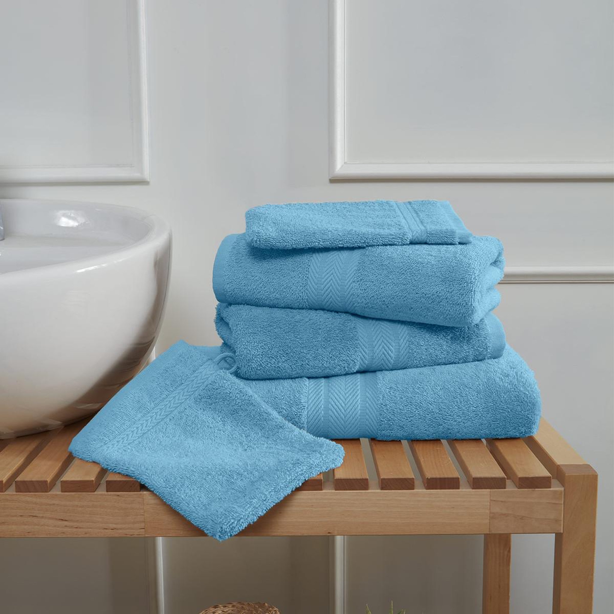 Voir la diapositive 5 : Sensei Maison Ensemble de bain 5 pièces (1 drap de bain + 2 serviettes de toilette + 2 gants) LUXURY