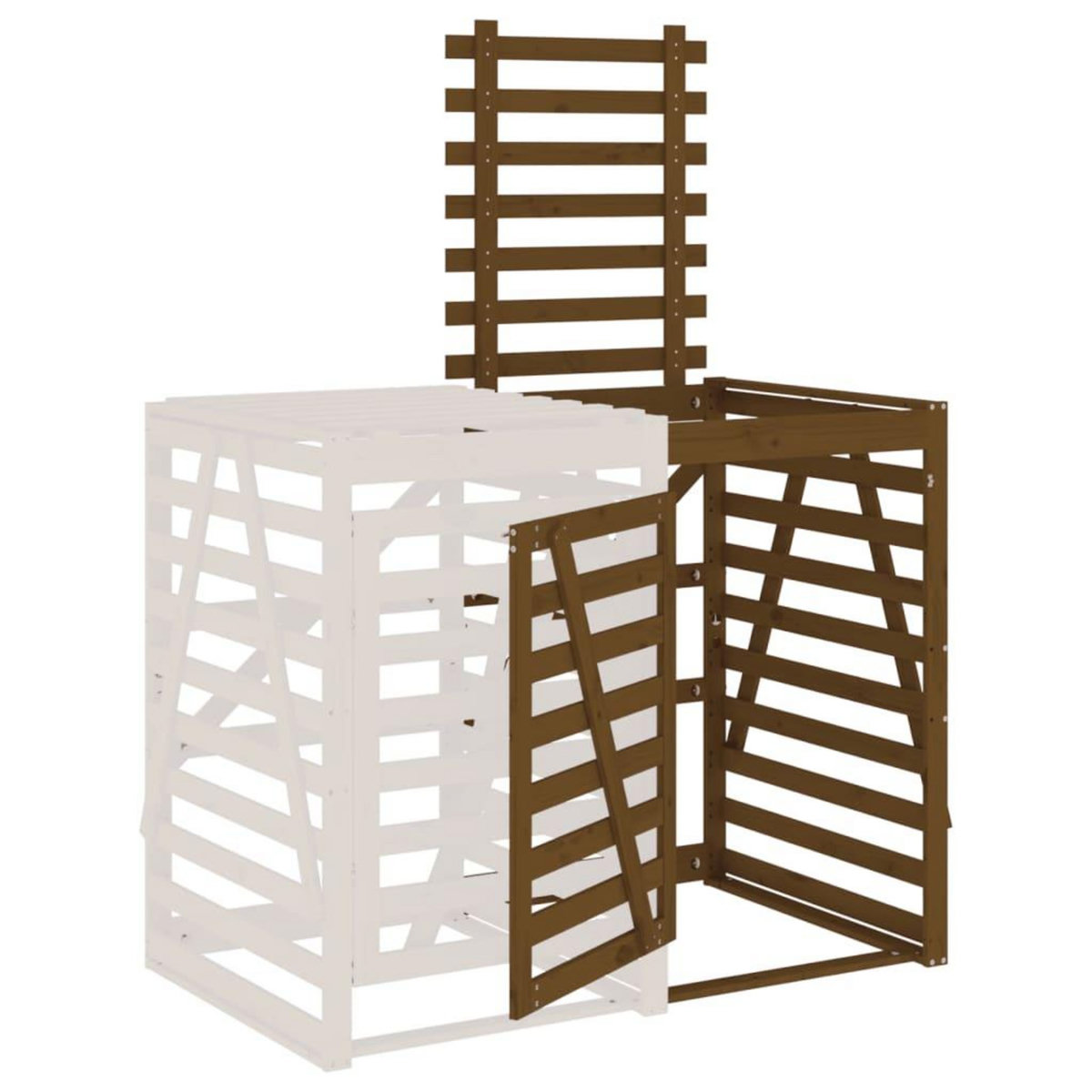 VIDAXL Extension d'abri de poubelle sur roulettes brun miel bois pin